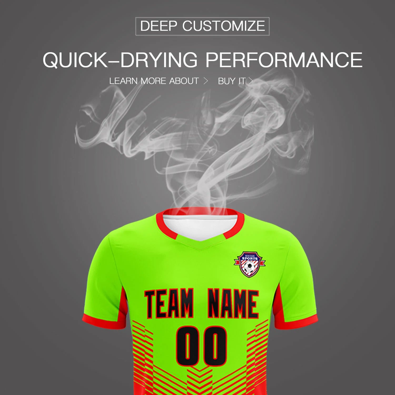 Custom Neon Green Red Sport Soccer Sets Jersey