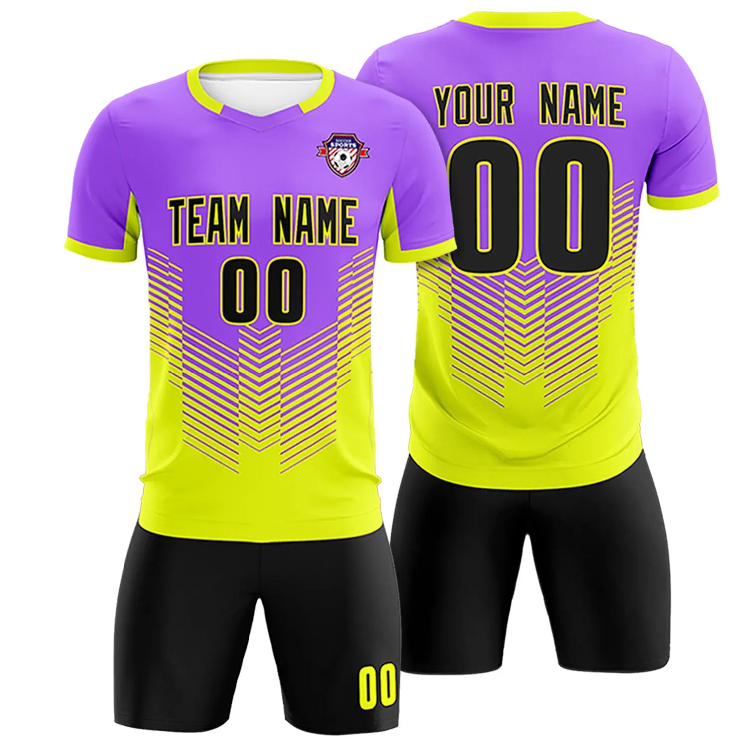 Custom Purple Fluorescent Green Sport Soccer Sets Jersey