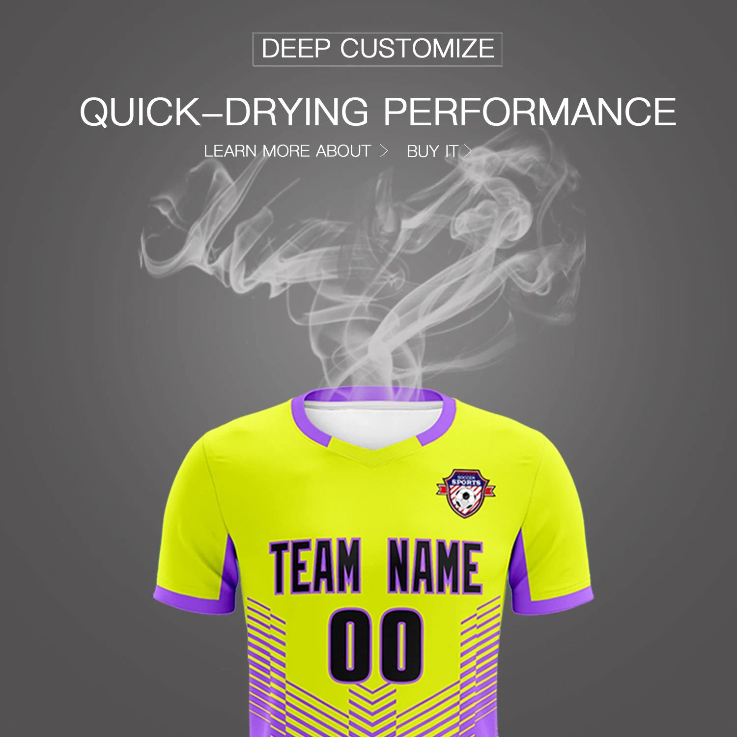 Custom Fluorescent Green Purple Sport Soccer Sets Jersey