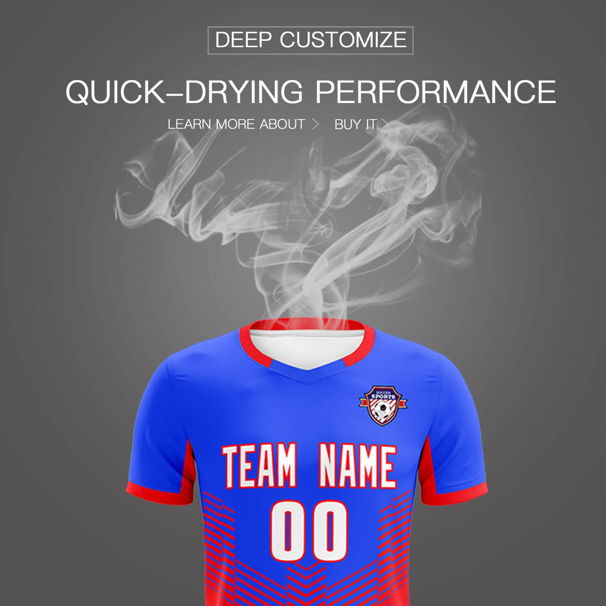 Custom Royal Blue Red Sport Soccer Sets Jersey