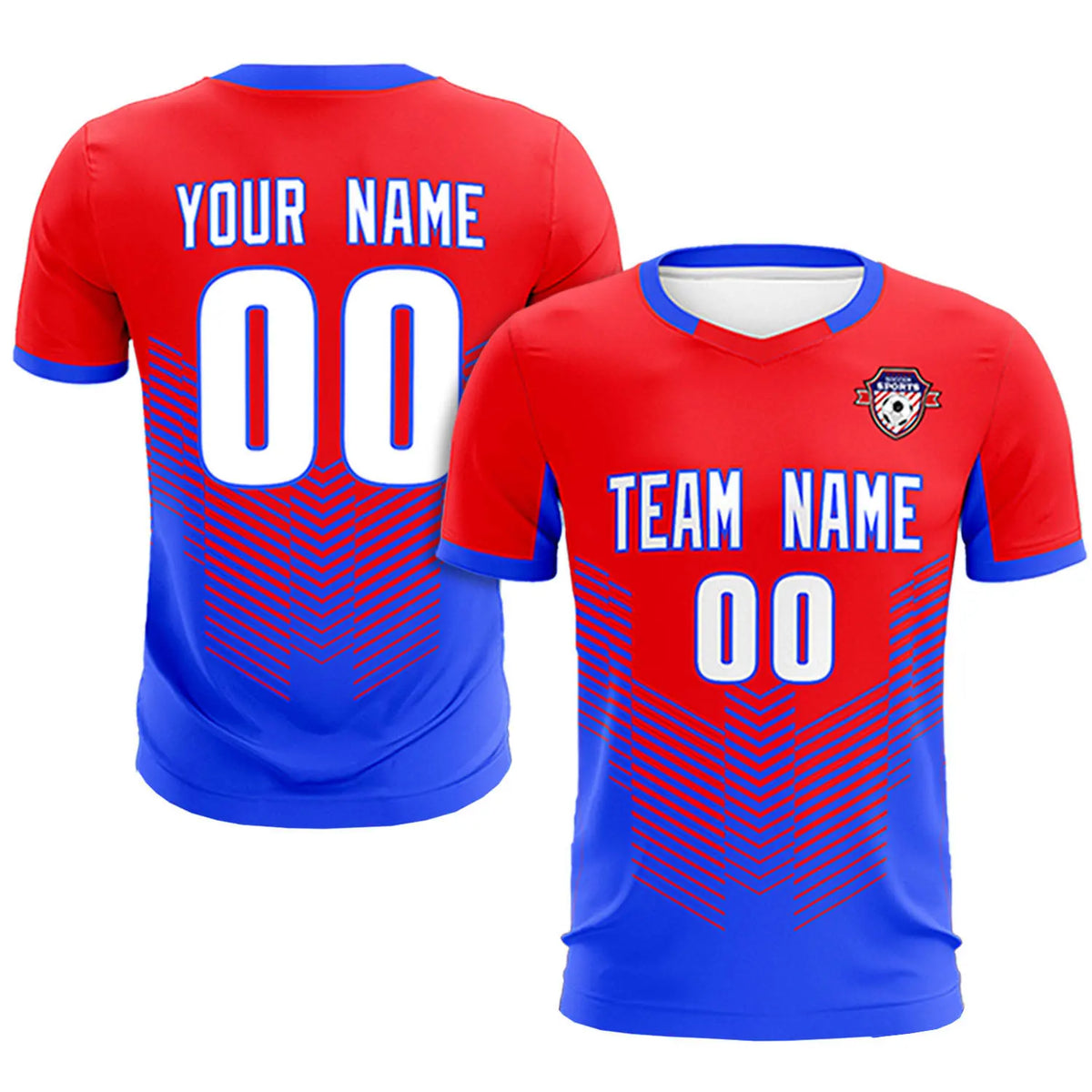 Custom Red Royal Blue Sport Soccer Sets Jersey
