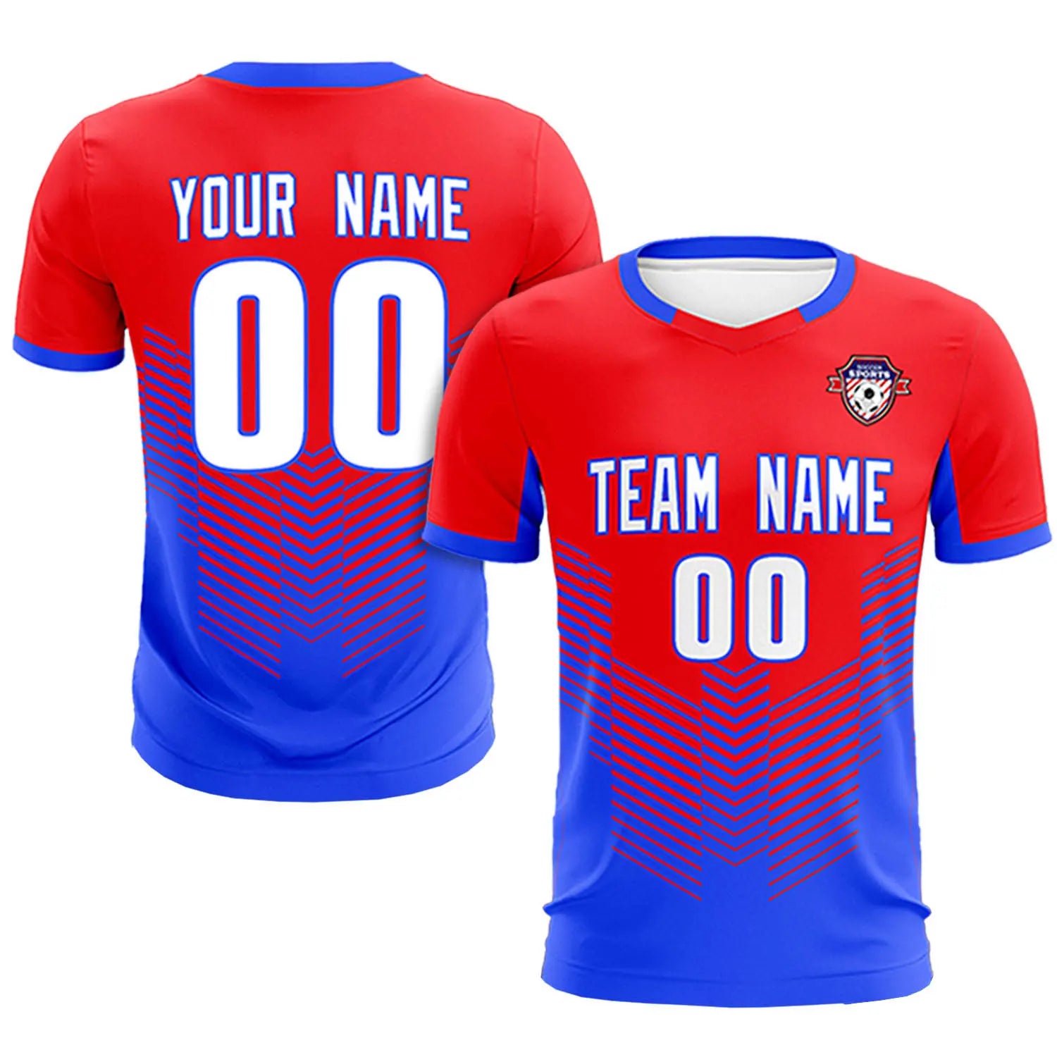 Custom Red Royal Blue Sport Soccer Sets Jersey