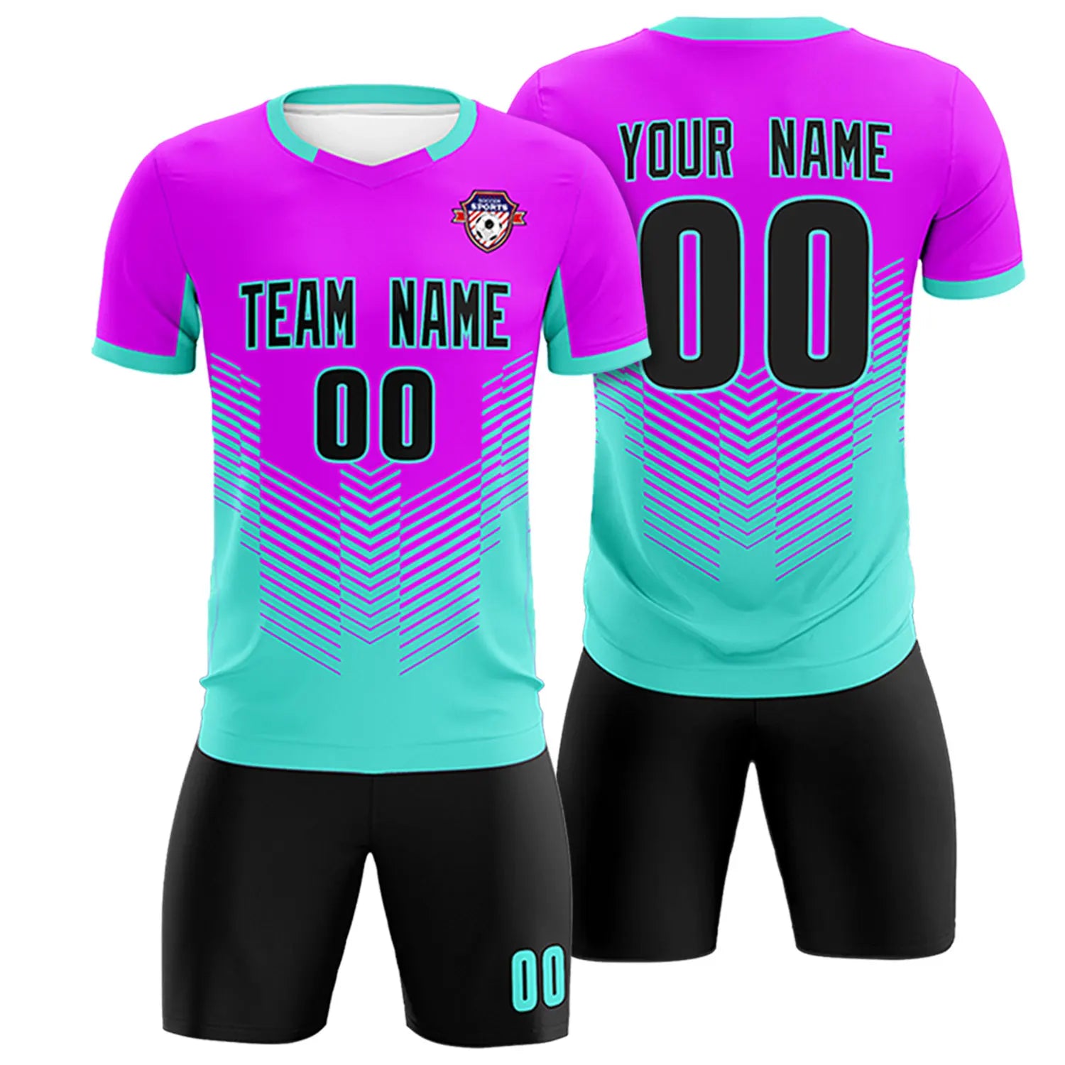 Custom Purple Bright Green Sport Soccer Sets Jersey