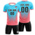 Custom Aqua Light Red Sport Soccer Sets Jersey