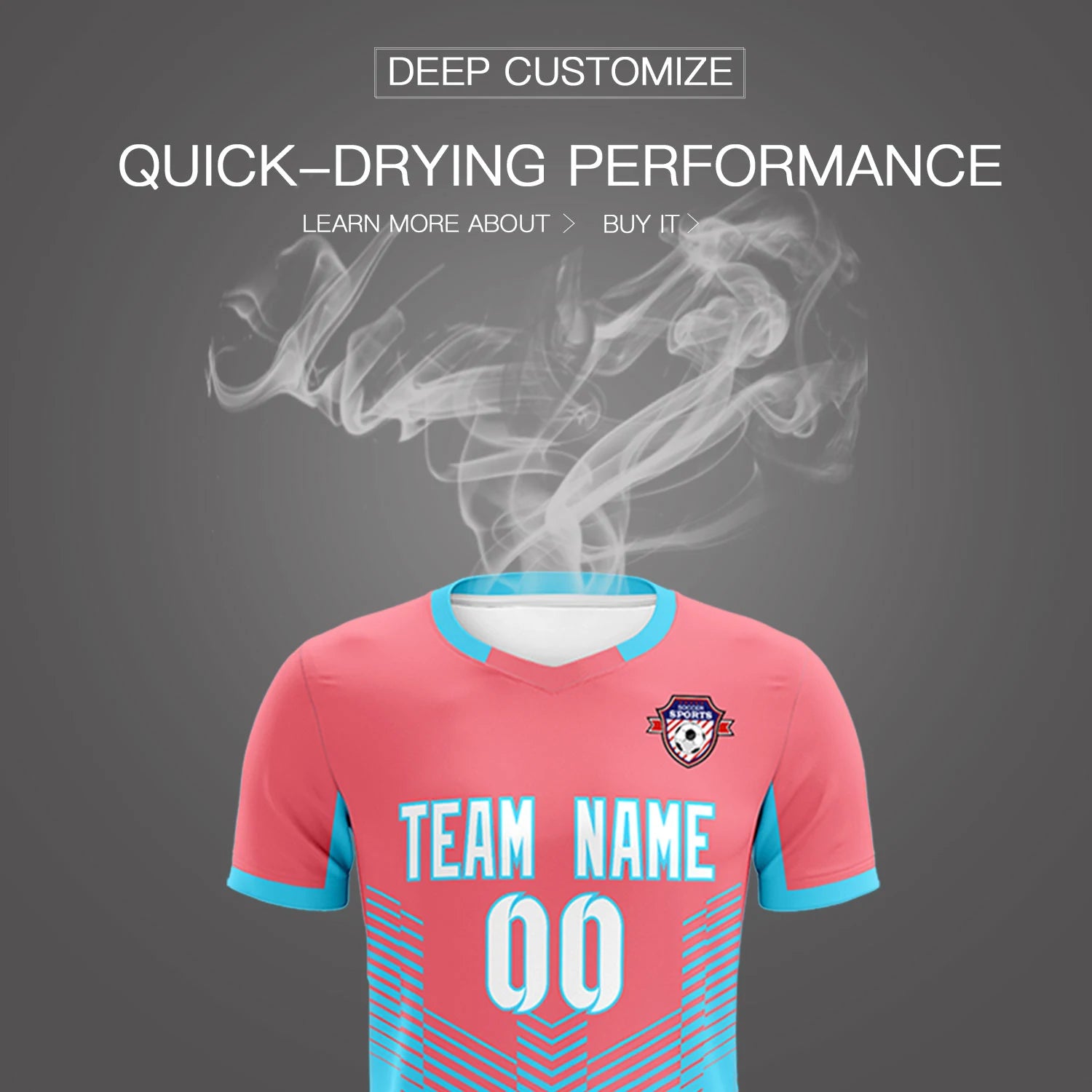 Custom Light Red Aqua Sport Soccer Sets Jersey