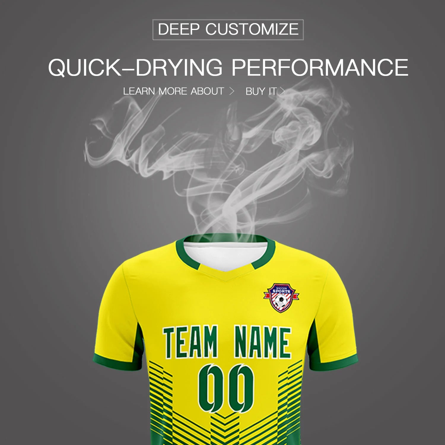 Custom Gold01 Kelly Green Sport Soccer Sets Jersey