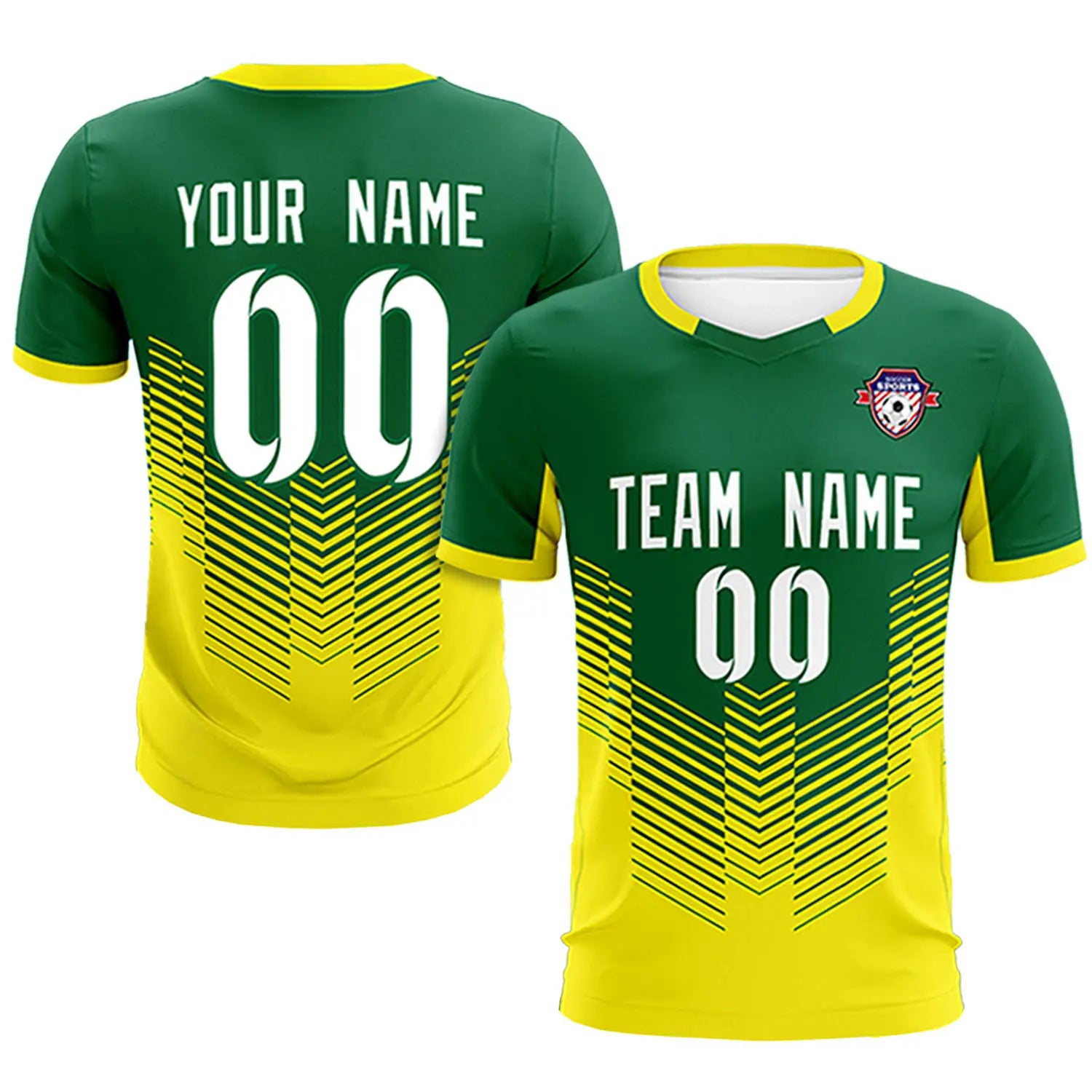 Custom Kelly Green Gold01 Sport Soccer Sets Jersey