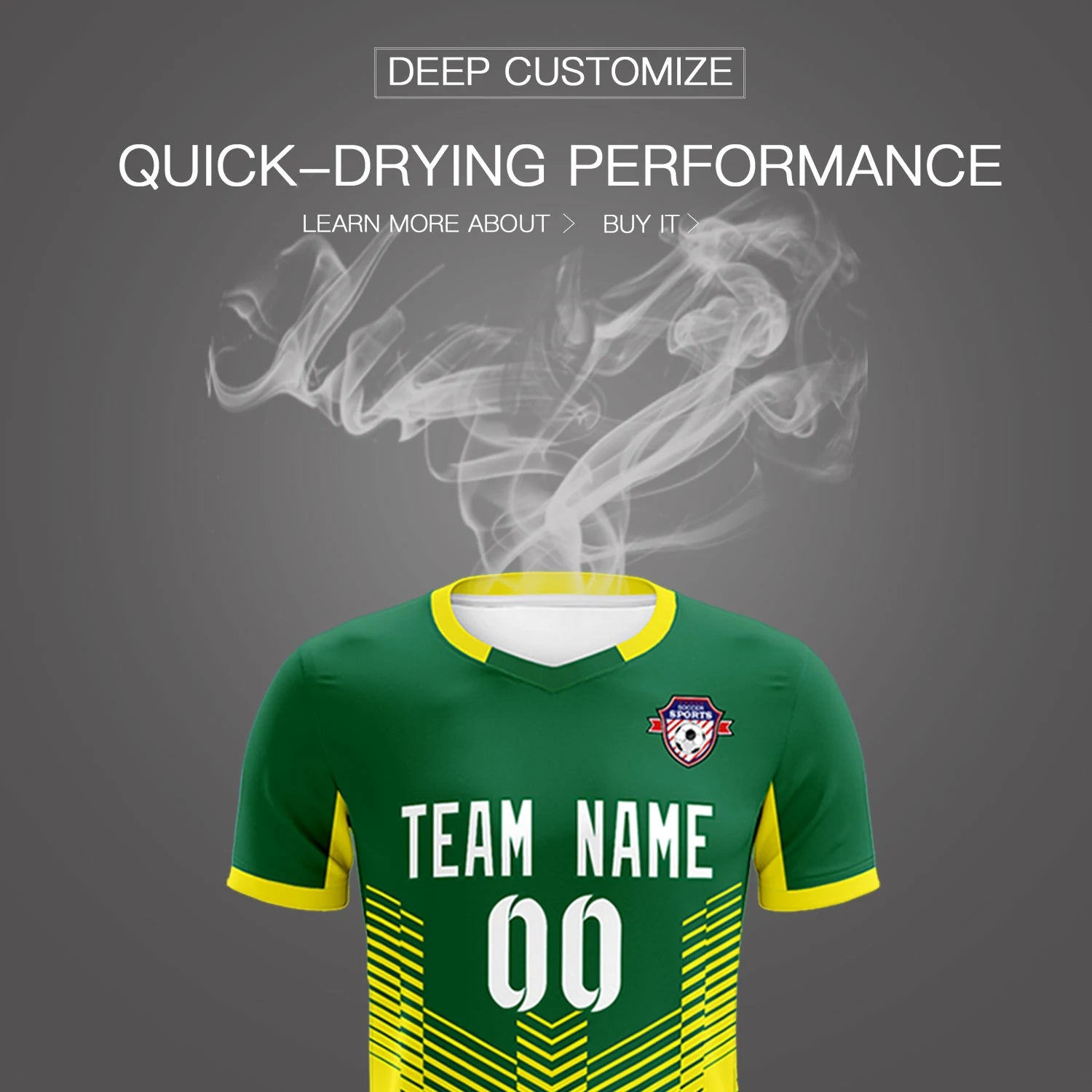 Custom Kelly Green Gold01 Sport Soccer Sets Jersey