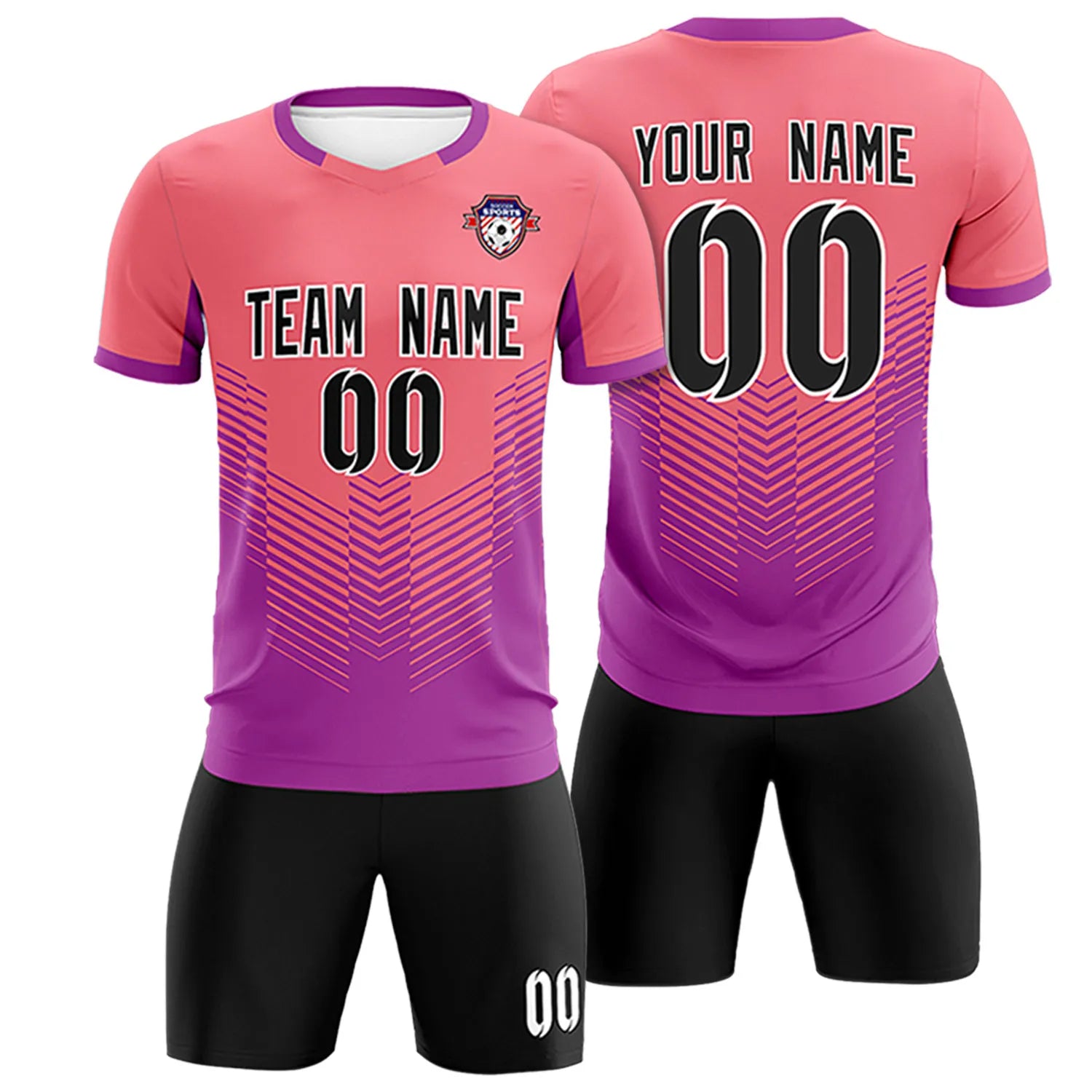 Custom Light Red Light Purple Sport Soccer Sets Jersey