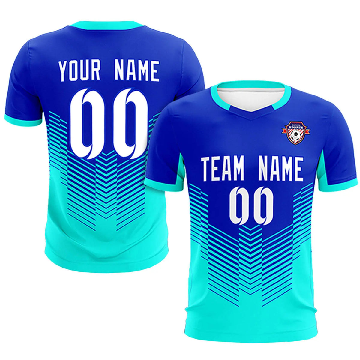 Custom Royal Blue Bright Green Sport Soccer Sets Jersey