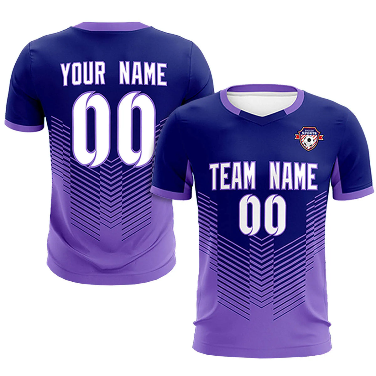 Custom Navy Purple Sport Soccer Sets Jersey