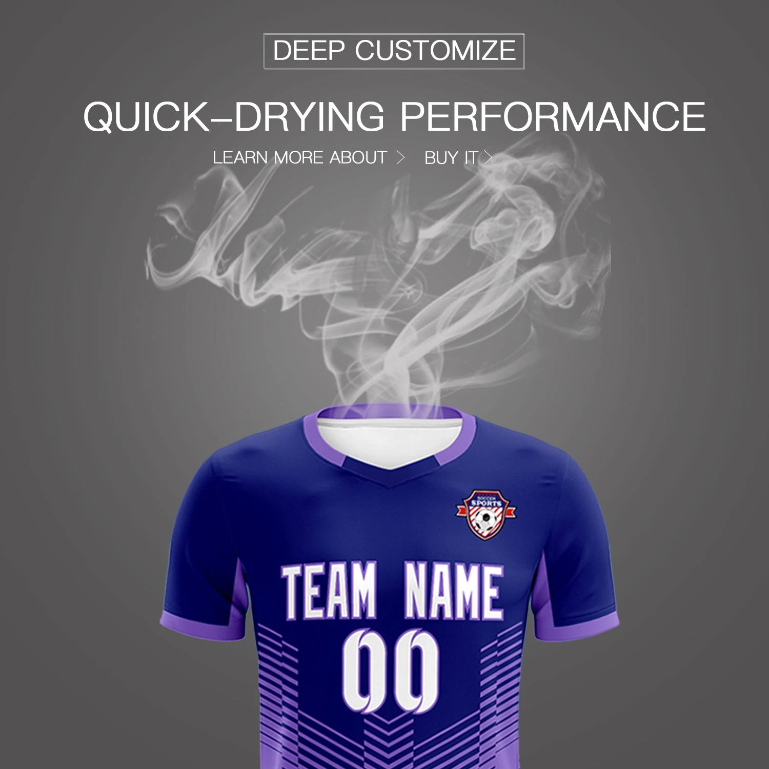 Custom Navy Purple Sport Soccer Sets Jersey