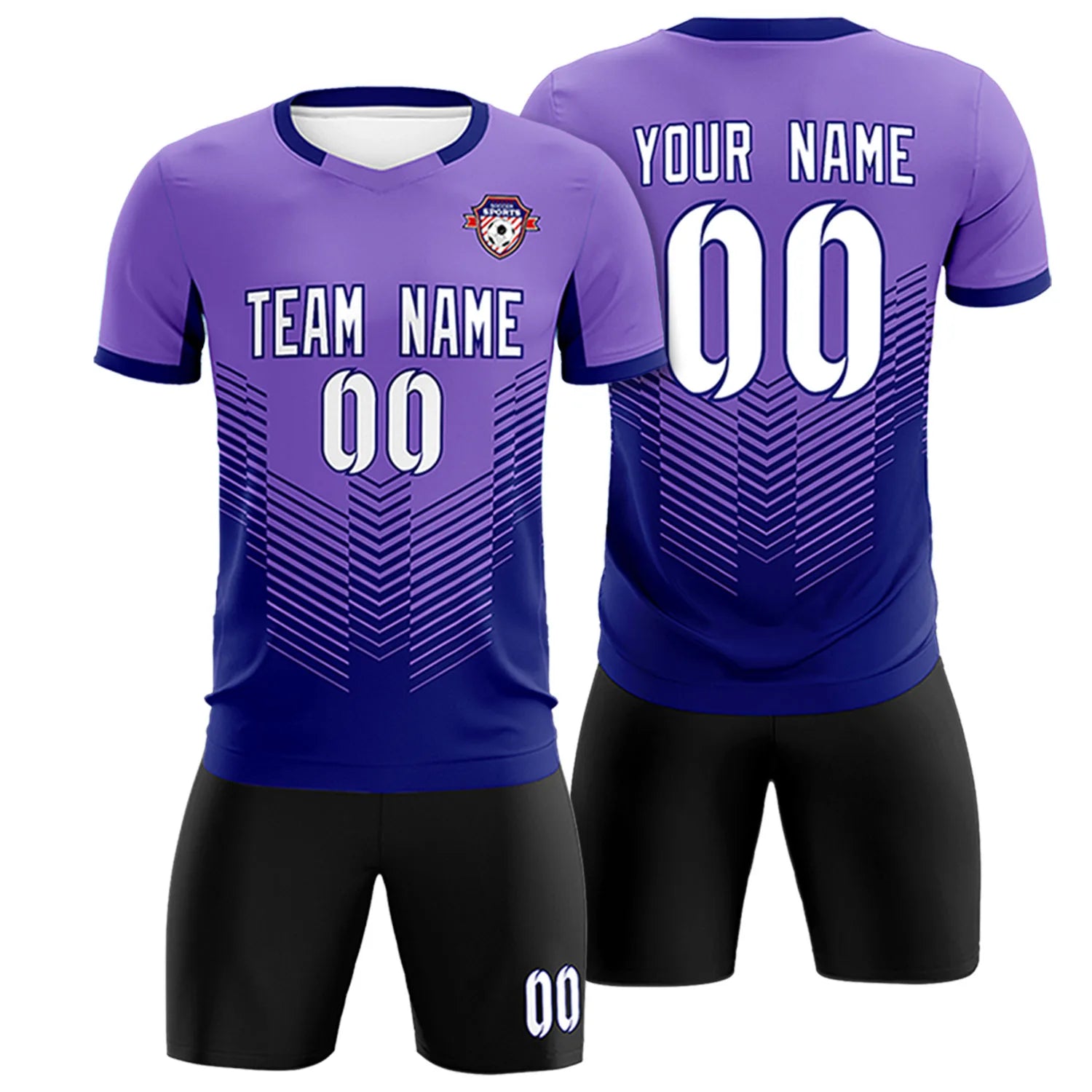 Custom Purple Navy Sport Soccer Sets Jersey
