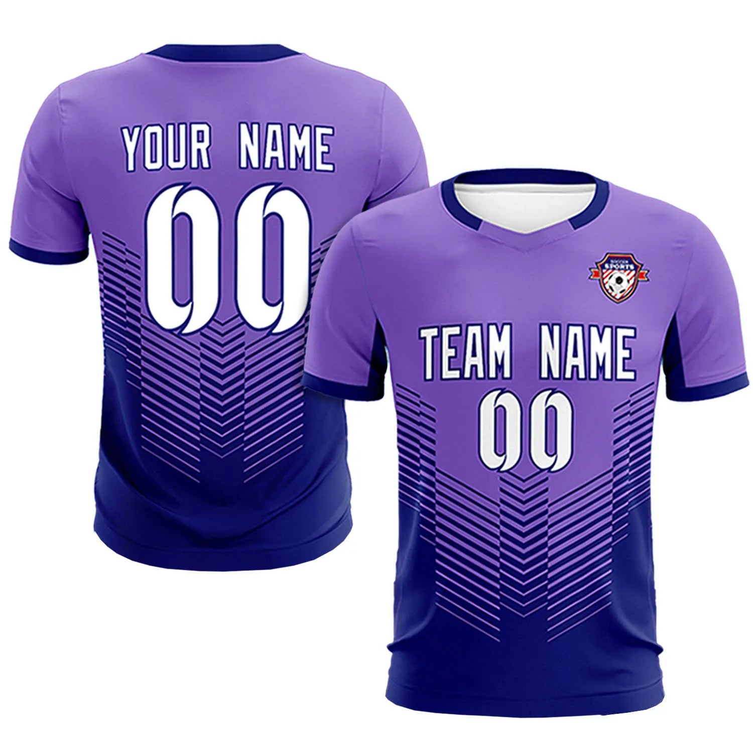 Custom Purple Navy Sport Soccer Sets Jersey