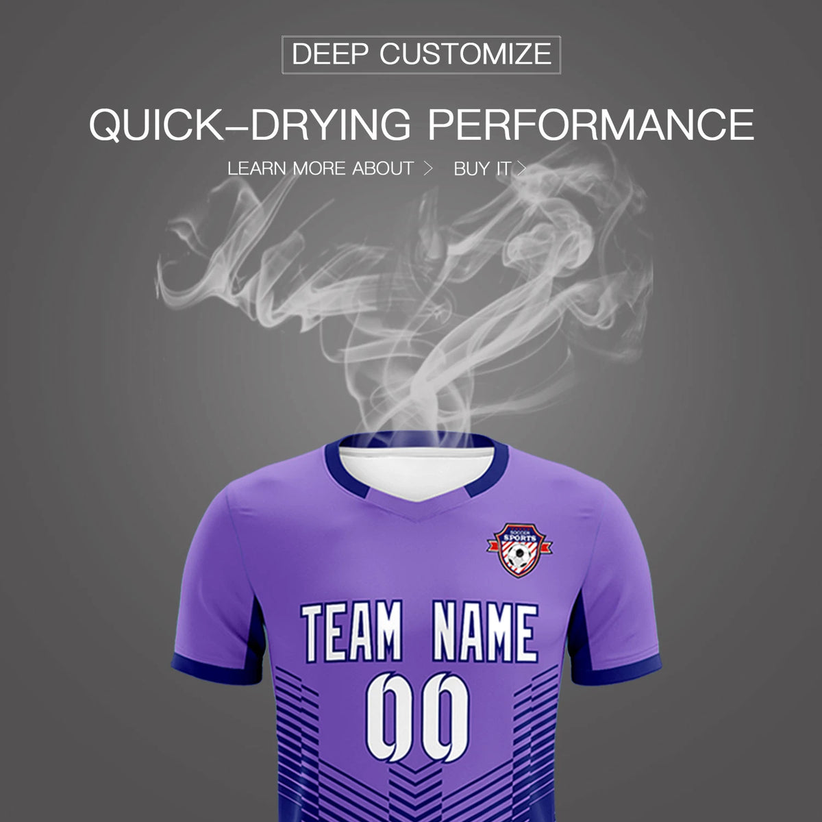 Custom Purple Navy Sport Soccer Sets Jersey