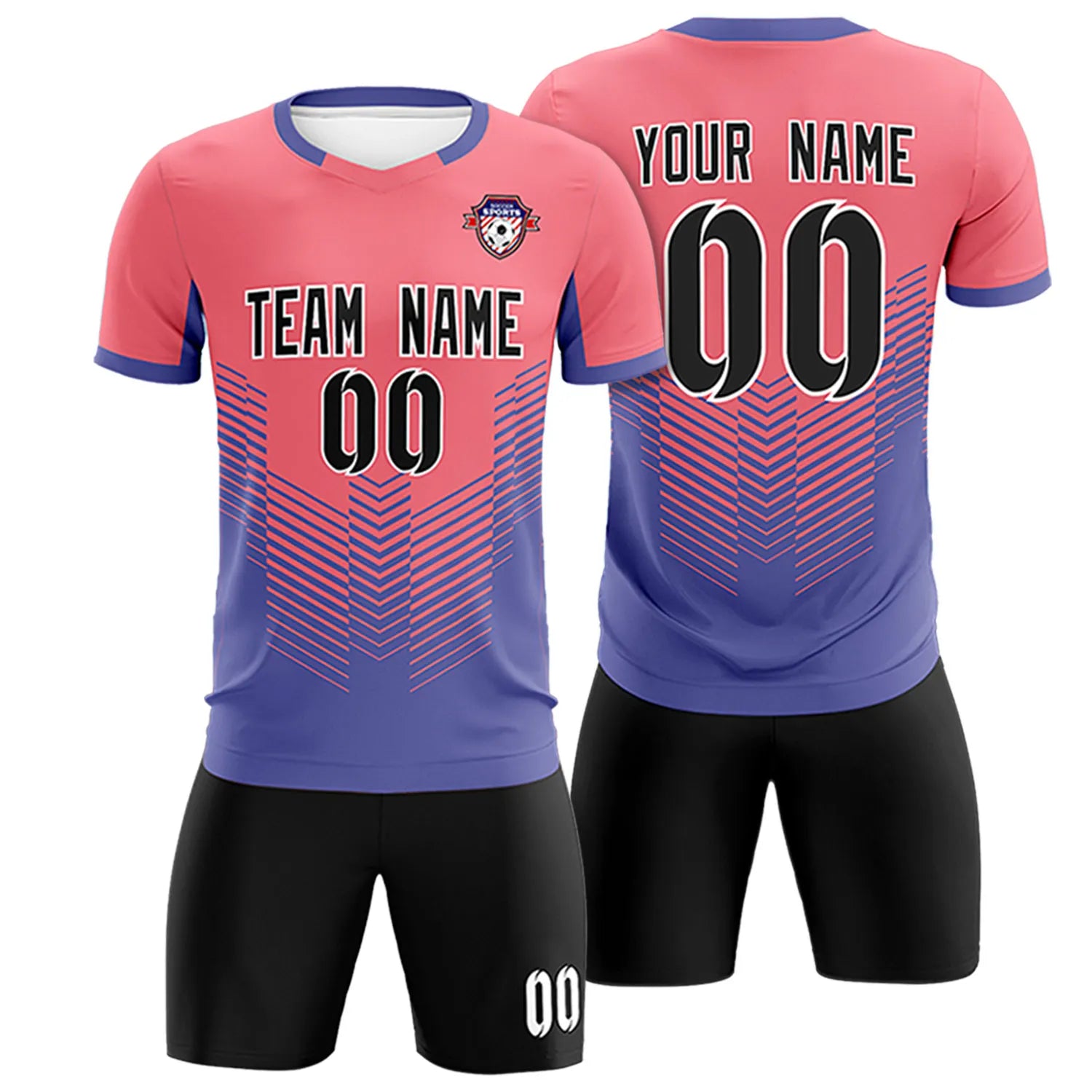 Custom Light Red Light Purple Sport Soccer Sets Jersey