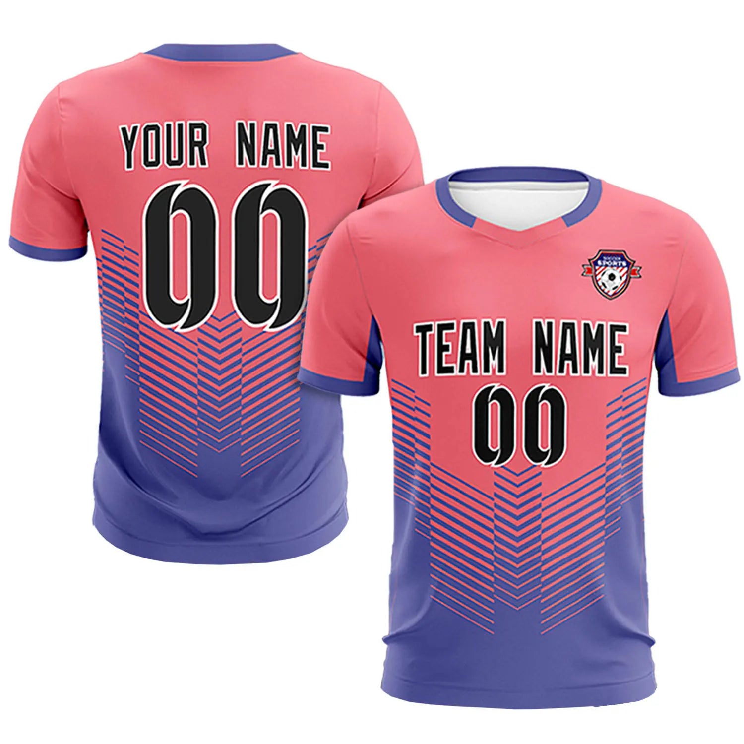 Custom Light Red Light Purple Sport Soccer Sets Jersey