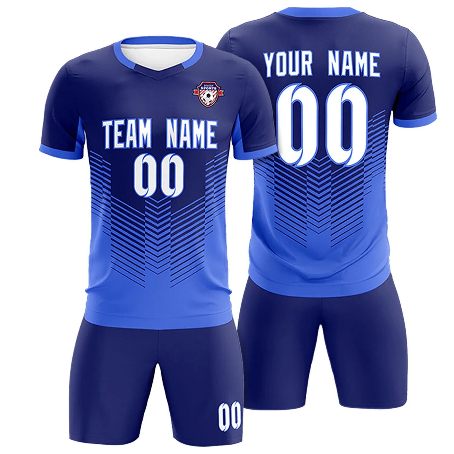 Custom Navy Royal Blue Sport Soccer Sets Jersey
