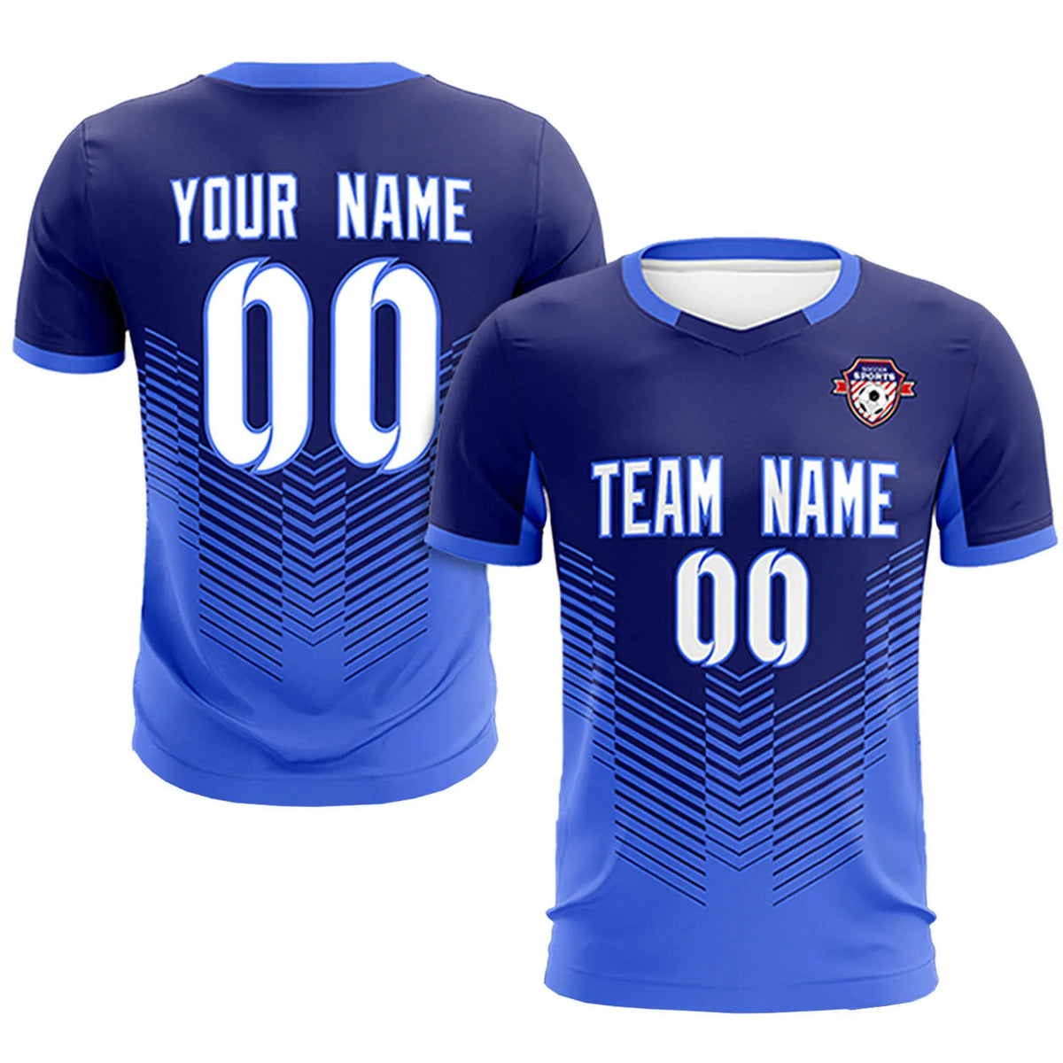 Custom Navy Royal Blue Sport Soccer Sets Jersey