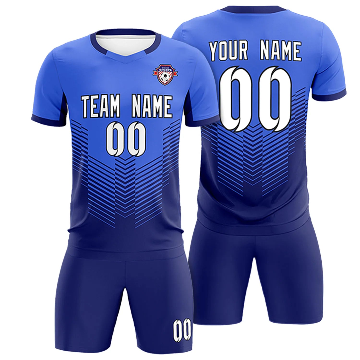 Custom Royal Blue Navy Sport Soccer Sets Jersey