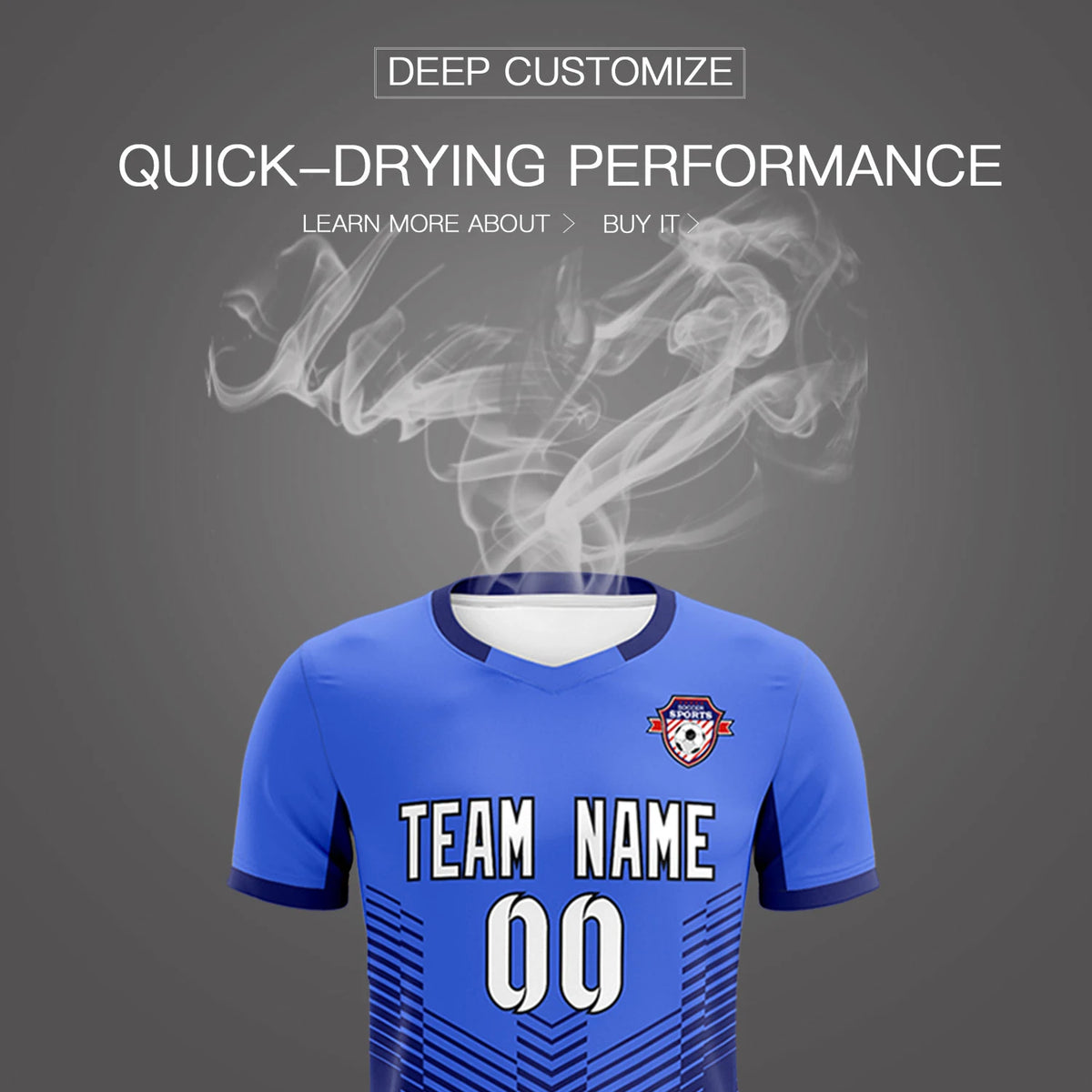 Custom Royal Blue Navy Sport Soccer Sets Jersey
