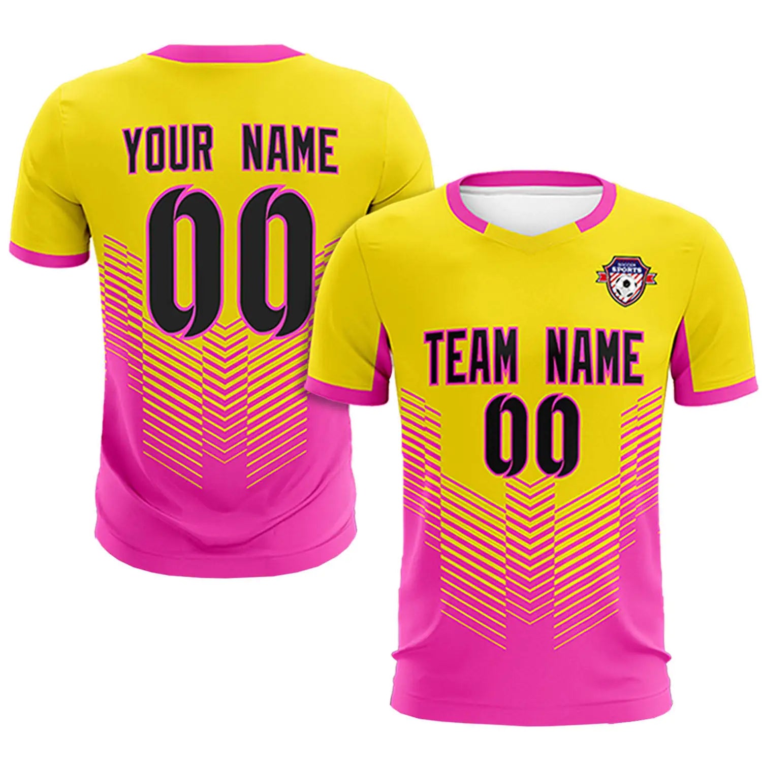 Custom Yellow Pink Sport Soccer Sets Jersey