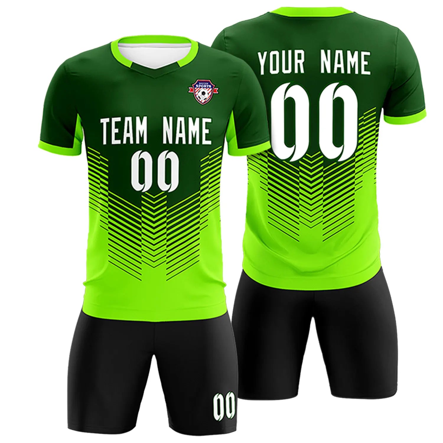 Custom Kelly Green Neon Green Sport Soccer Sets Jersey