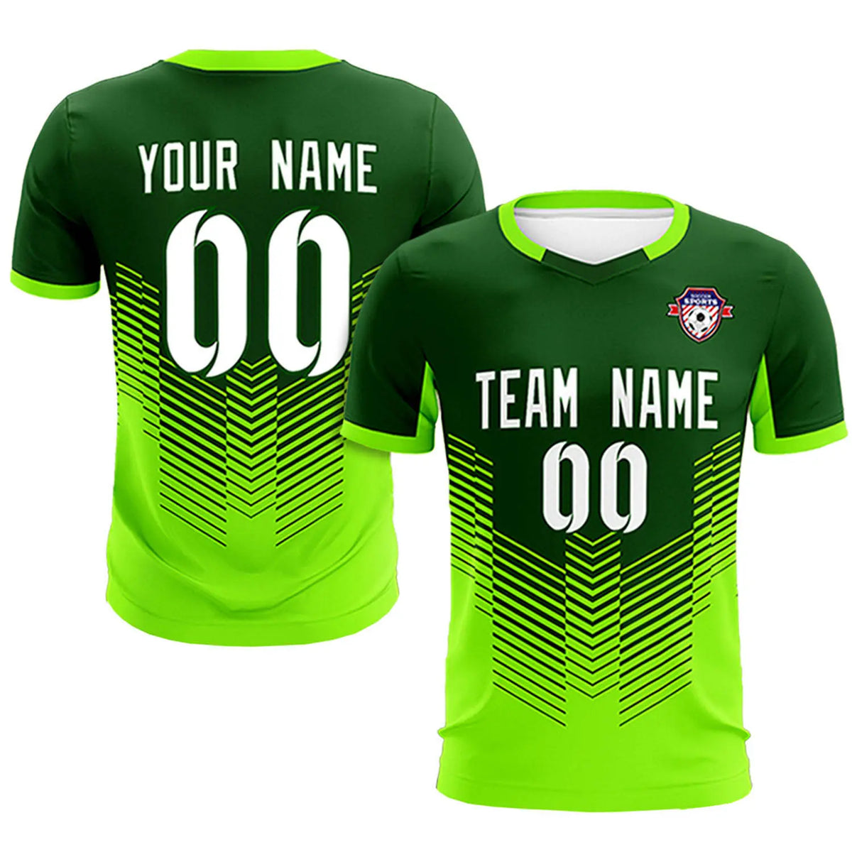 Custom Kelly Green Neon Green Sport Soccer Sets Jersey