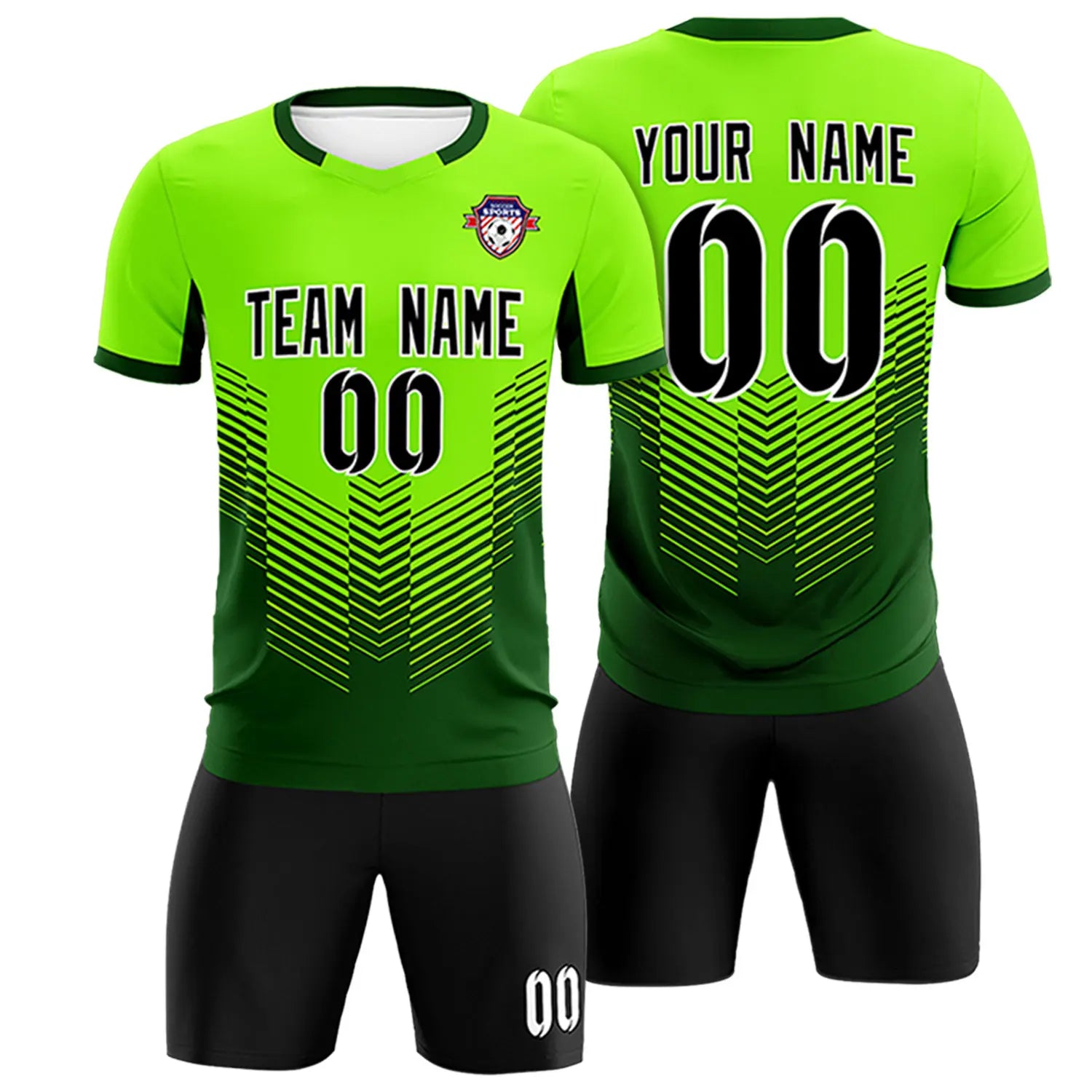 Custom Neon Green Kelly Green Sport Soccer Sets Jersey