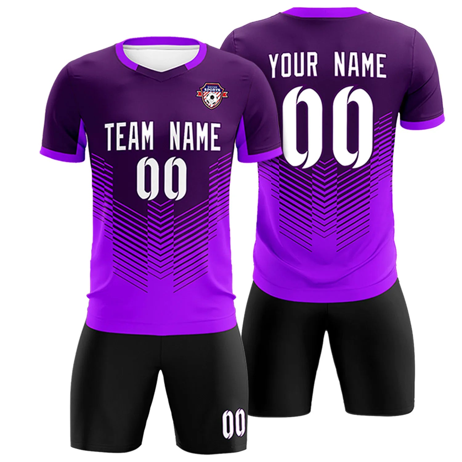 Custom Dark Purple Purple Sport Soccer Sets Jersey