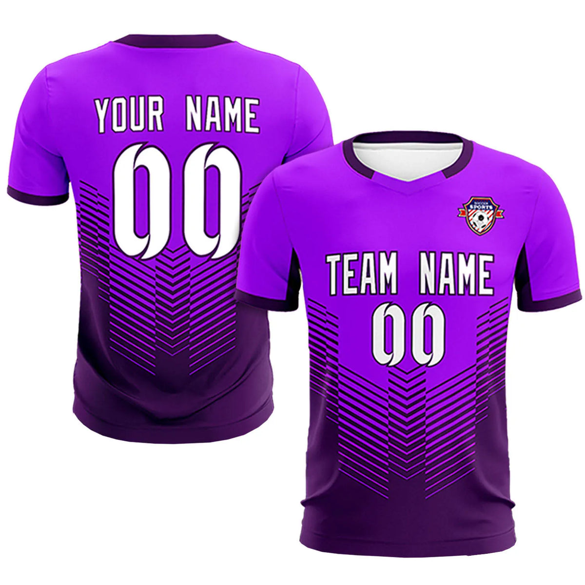 Custom Purple Dark Purple Sport Soccer Sets Jersey