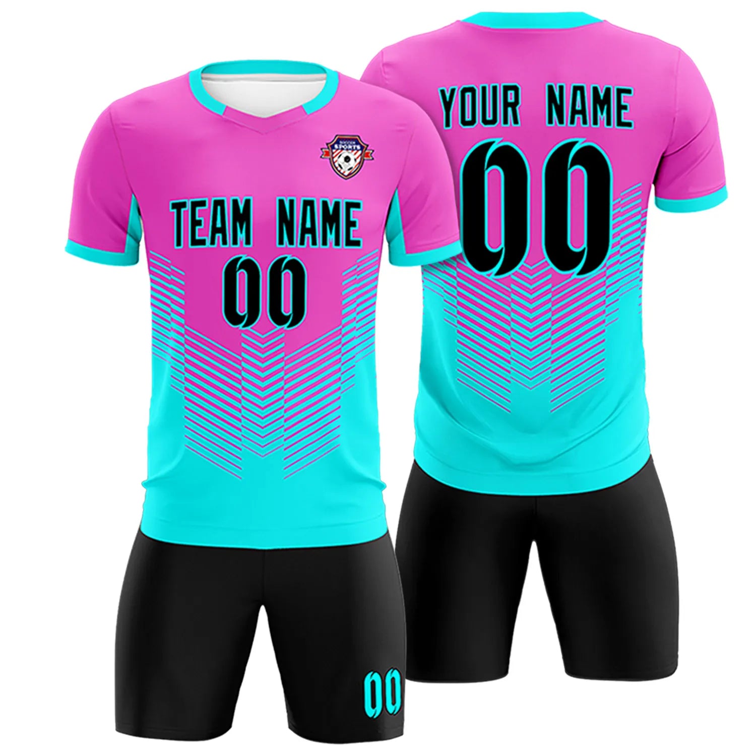 Custom Pink Bright Green Sport Soccer Sets Jersey