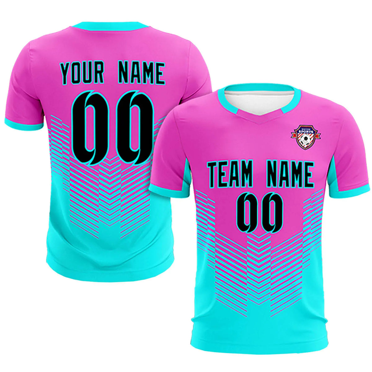 Custom Pink Bright Green Sport Soccer Sets Jersey
