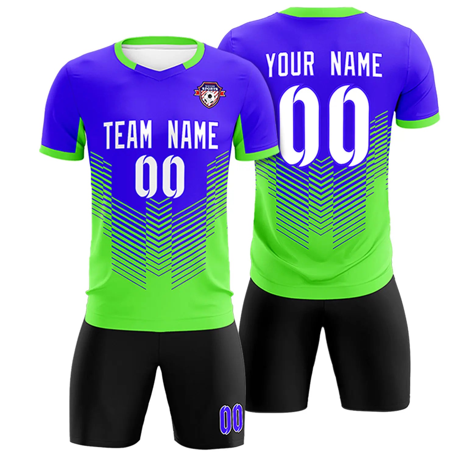 Custom Royal Blue Neon Green Sport Soccer Sets Jersey