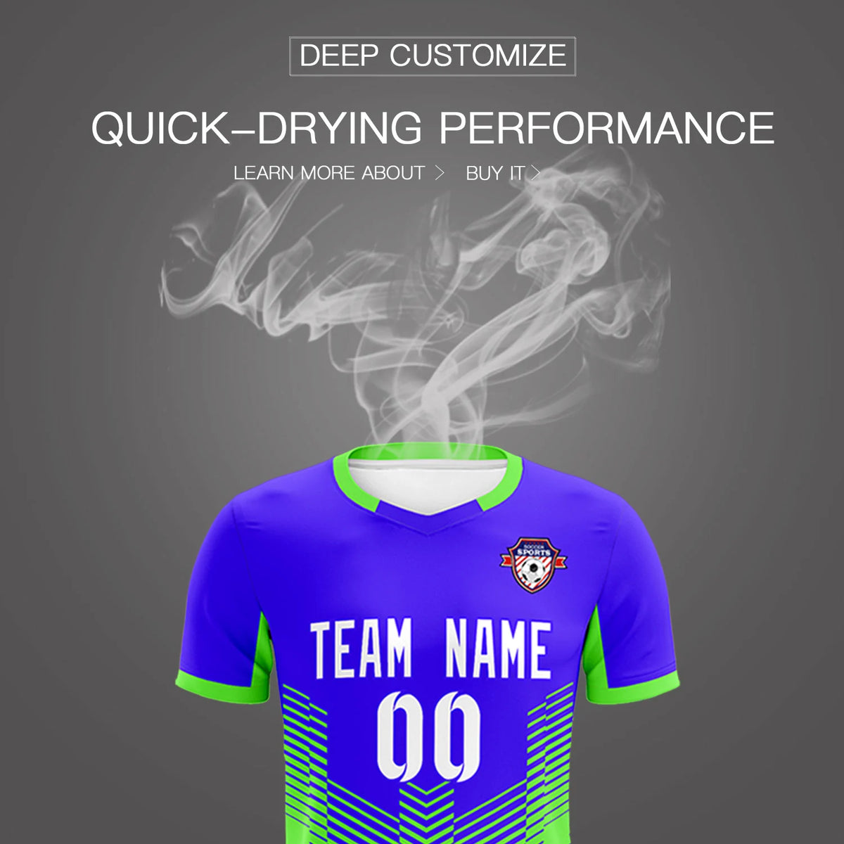 Custom Royal Blue Neon Green Sport Soccer Sets Jersey