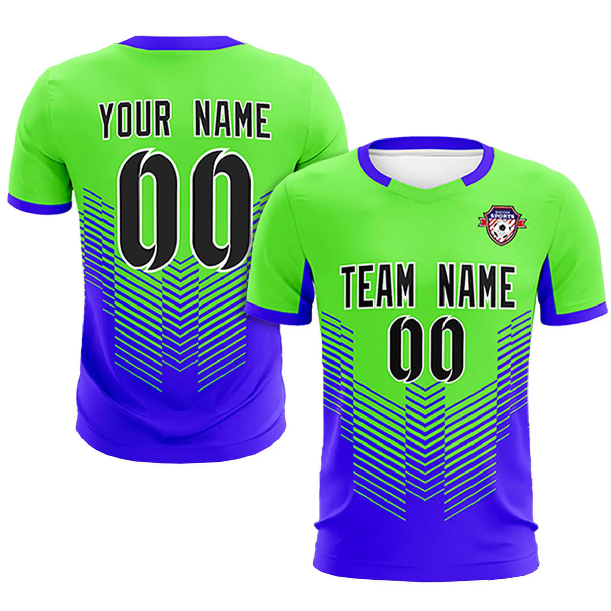Custom Neon Green Royal Blue Sport Soccer Sets Jersey
