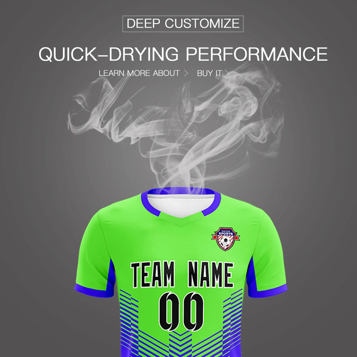 Custom Neon Green Royal Blue Sport Soccer Sets Jersey
