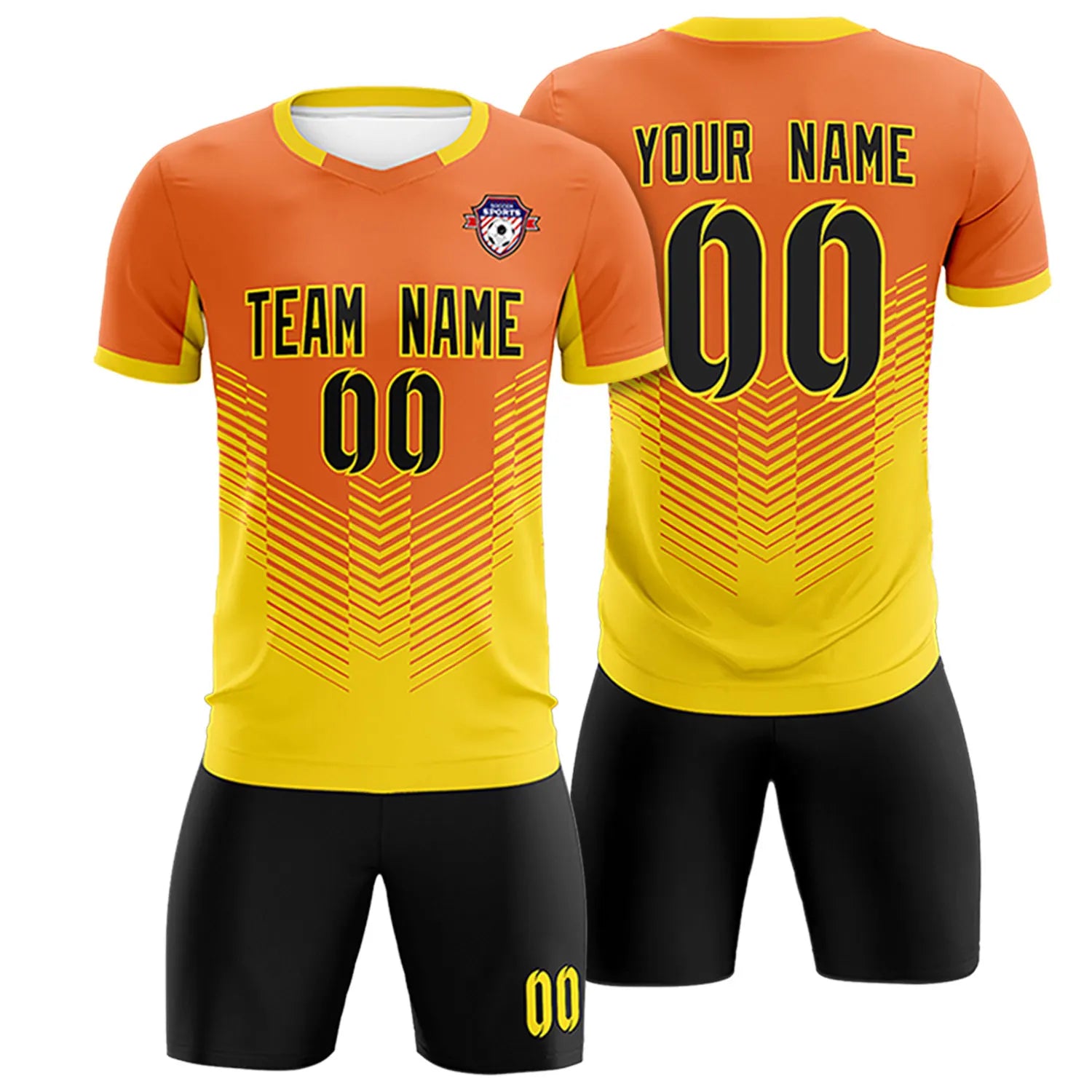 Custom Orange Yellow Sport Soccer Sets Jersey