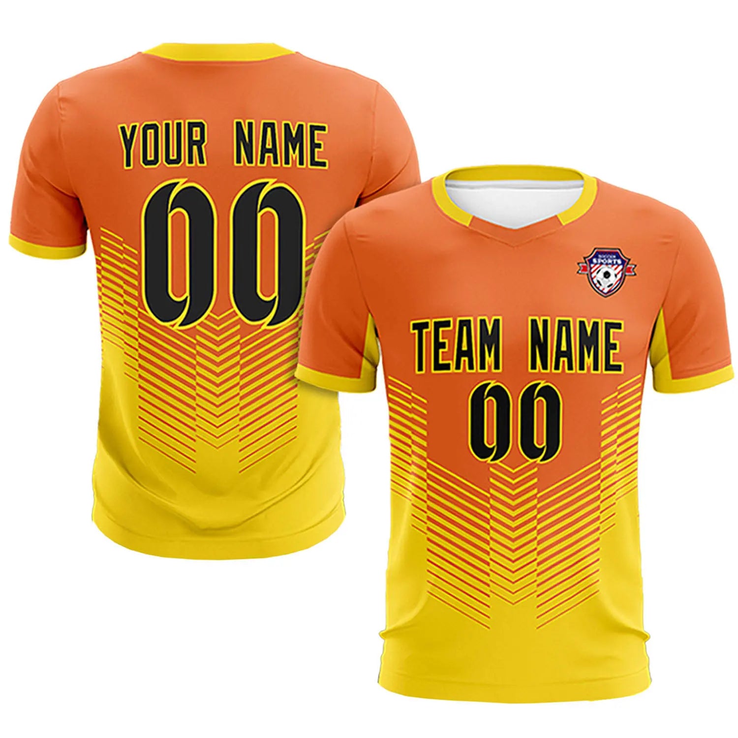 Custom Orange Yellow Sport Soccer Sets Jersey