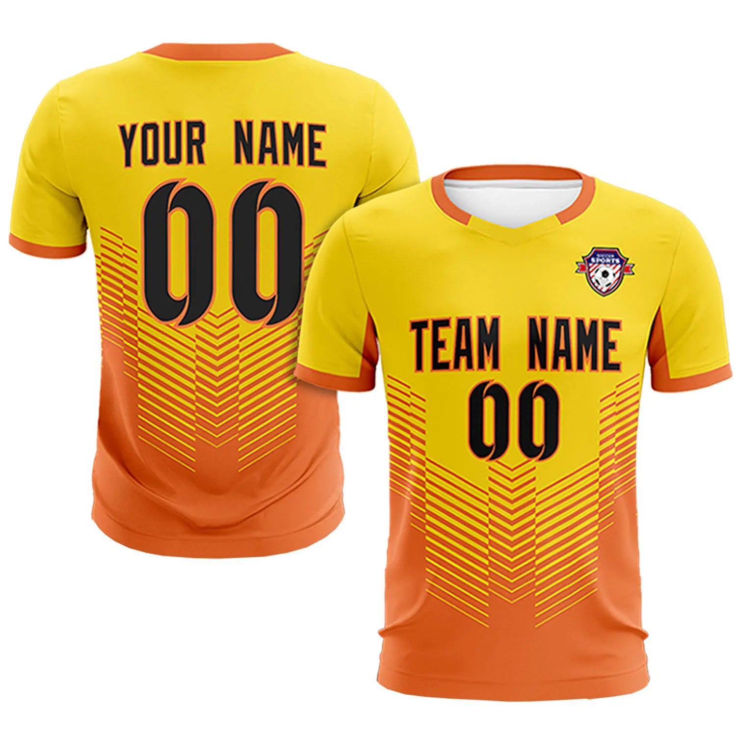 Custom Yellow Orange Sport Soccer Sets Jersey