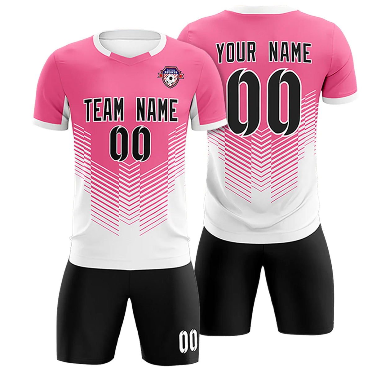 Custom Pink White Sport Soccer Sets Jersey