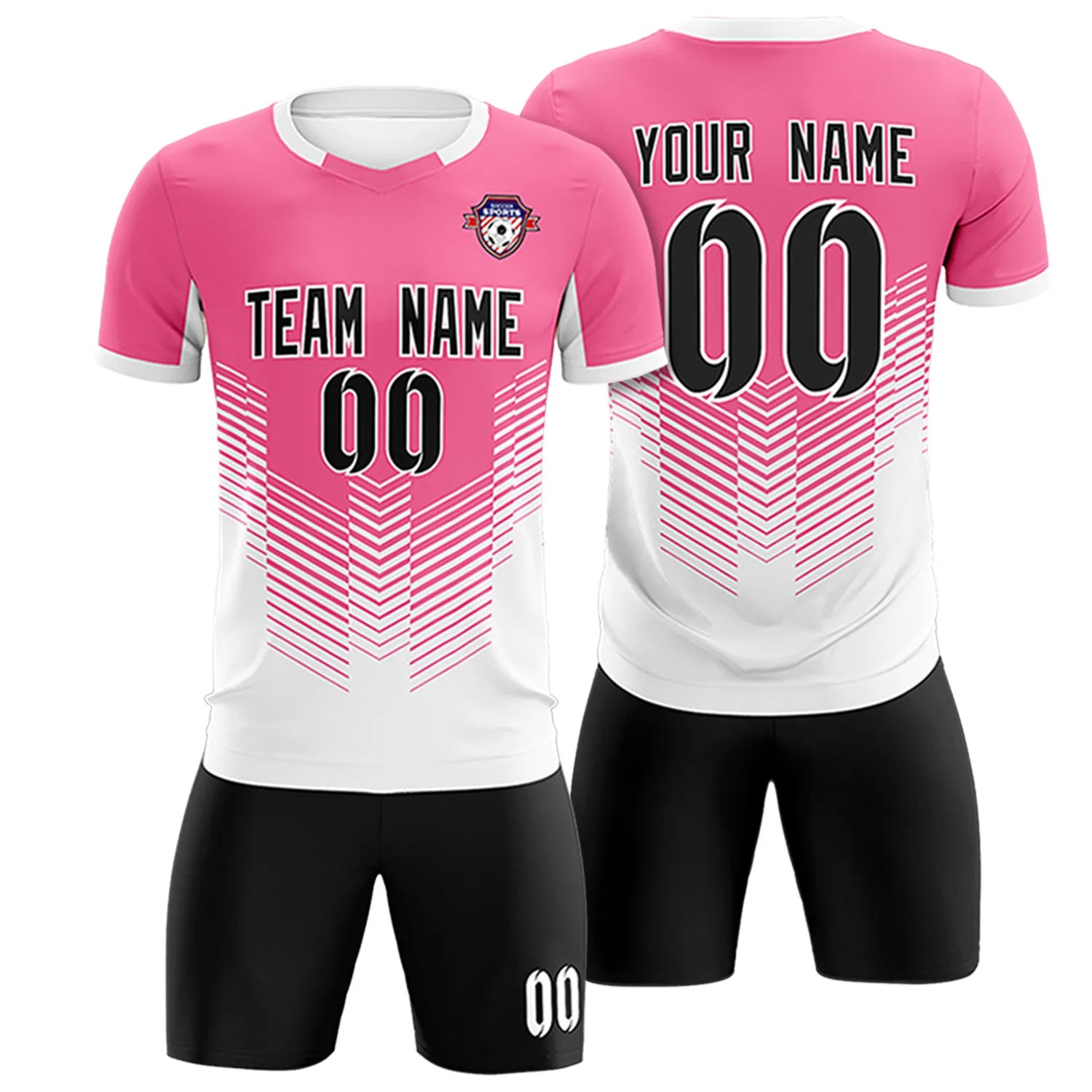 Custom Pink White Sport Soccer Sets Jersey
