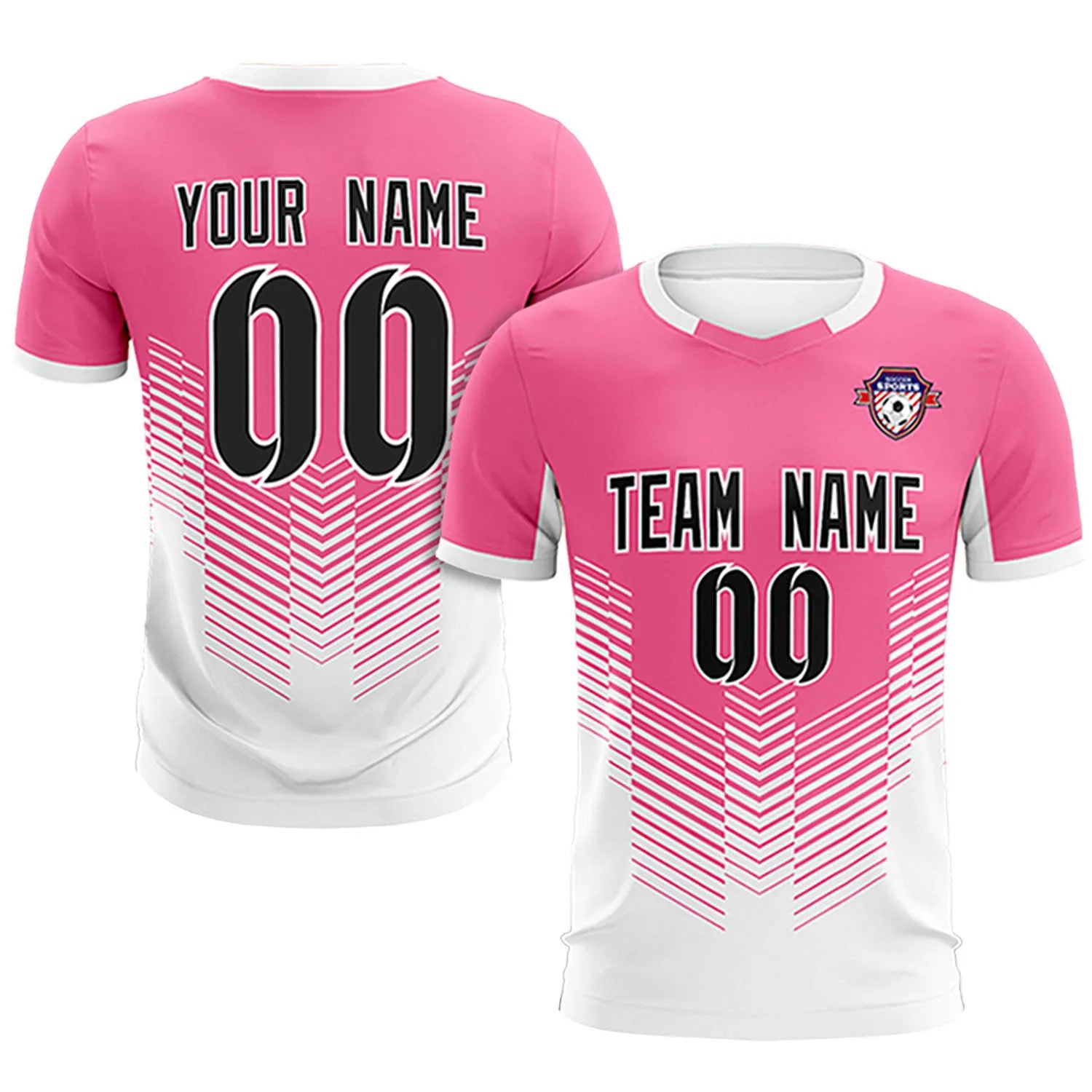 Custom Pink White Sport Soccer Sets Jersey