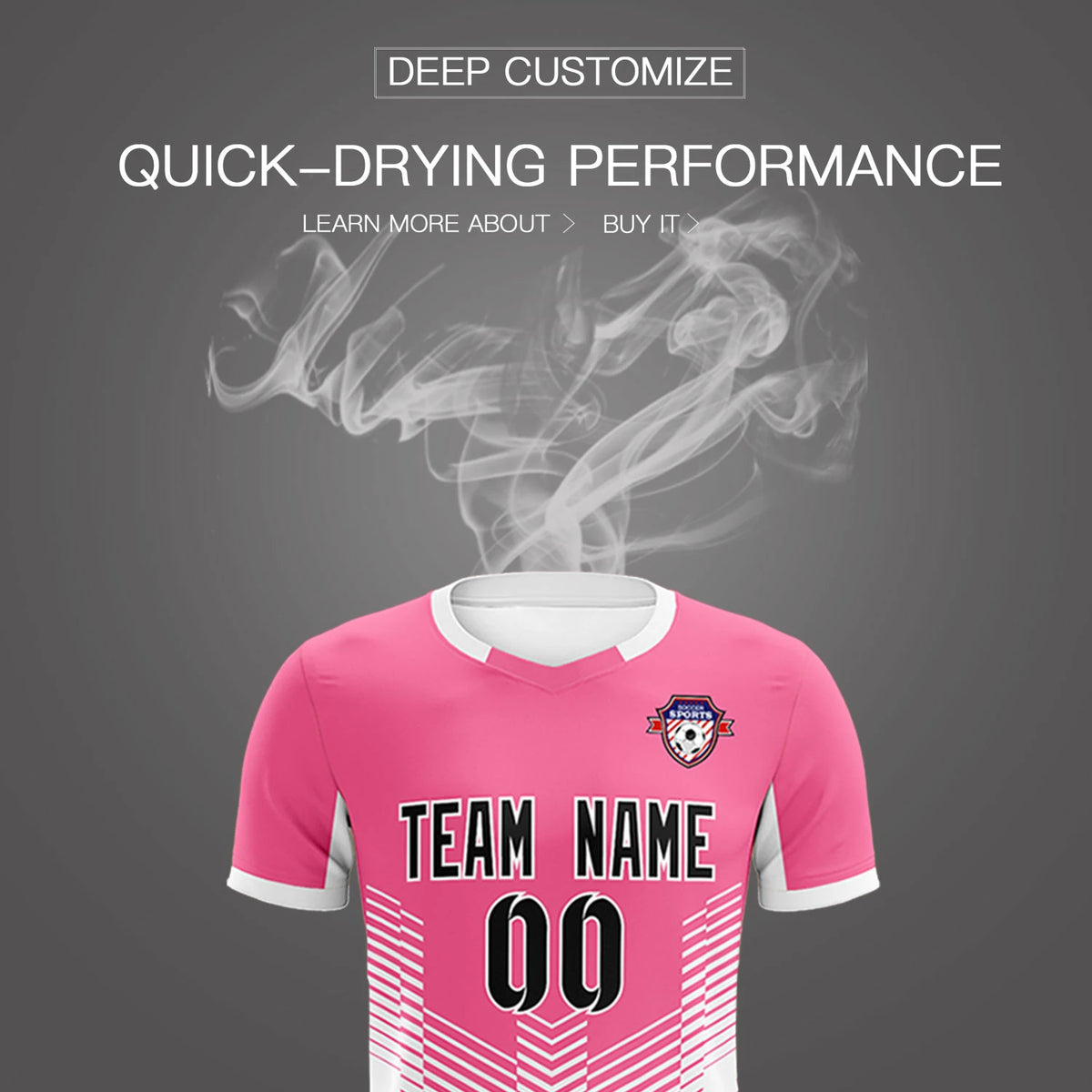 Custom Pink White Sport Soccer Sets Jersey