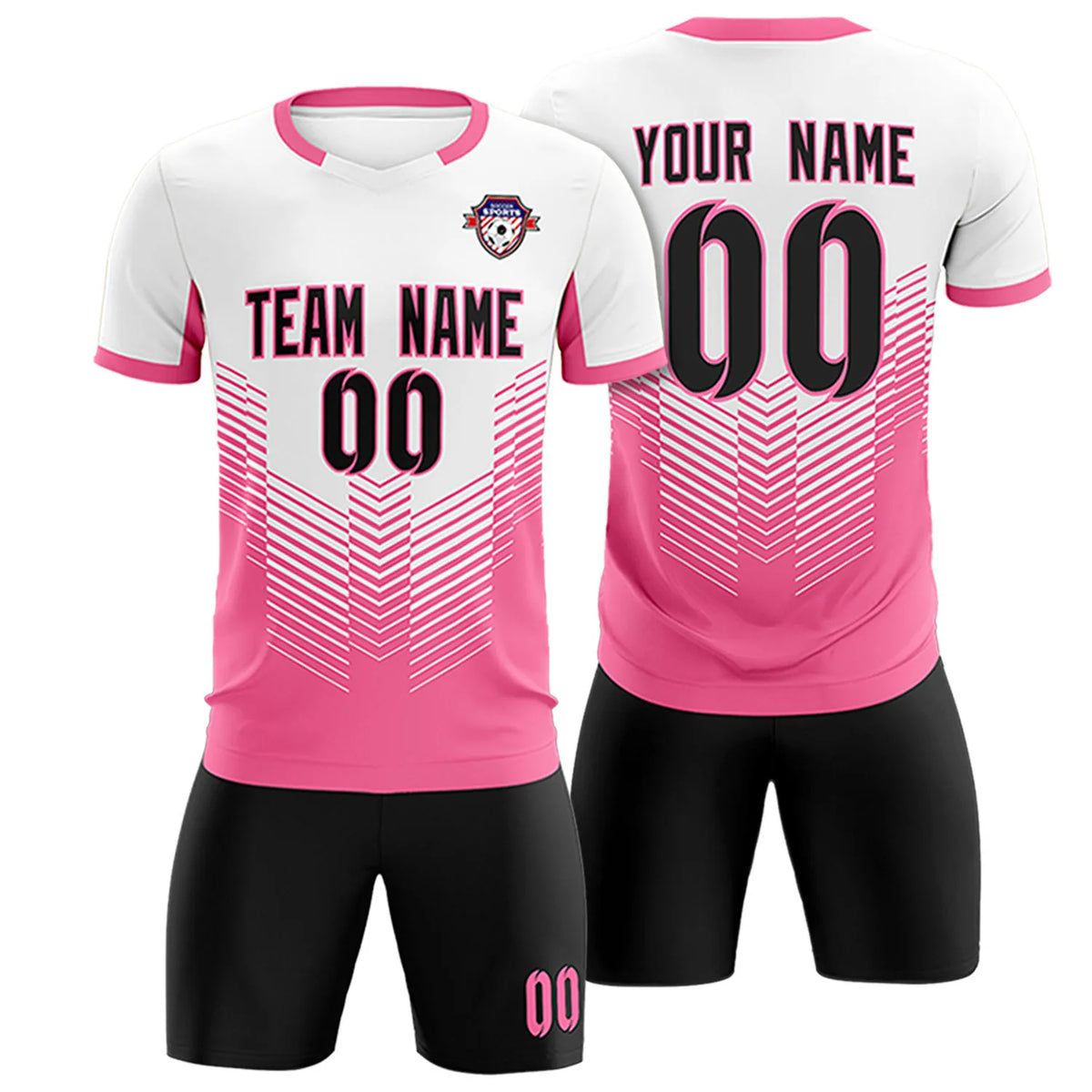 Custom White Pink Sport Soccer Sets Jersey
