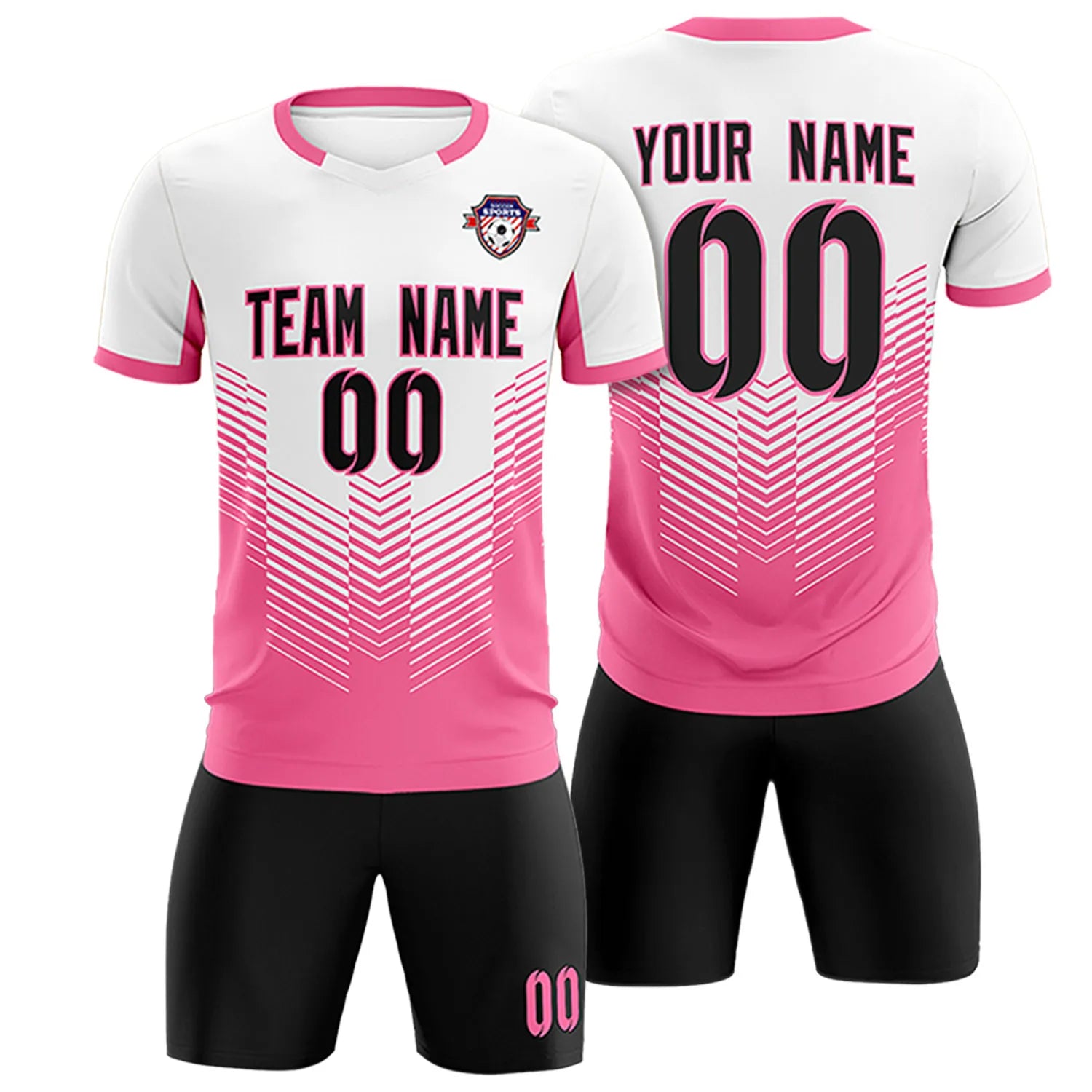 Custom White Pink Sport Soccer Sets Jersey