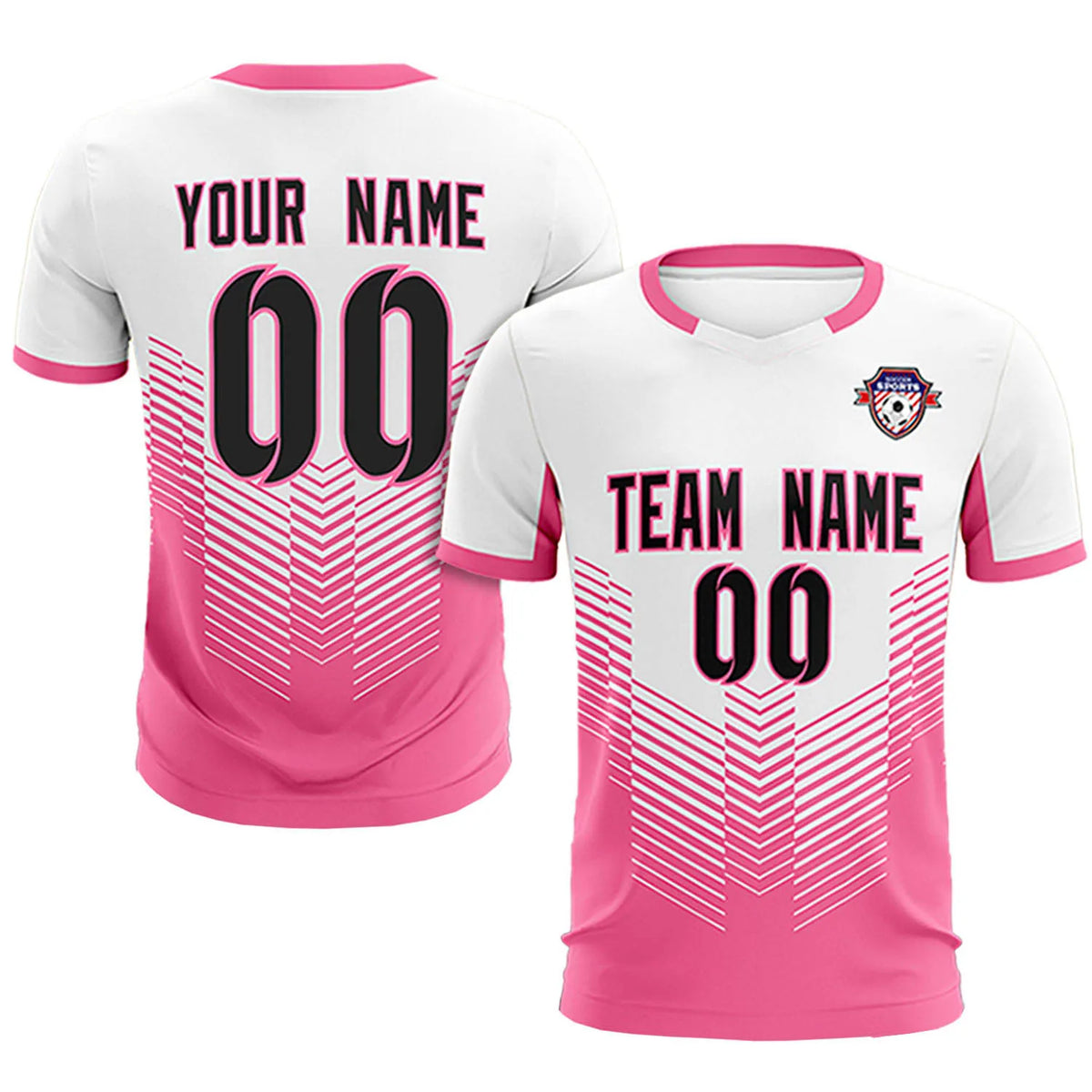 Custom White Pink Sport Soccer Sets Jersey