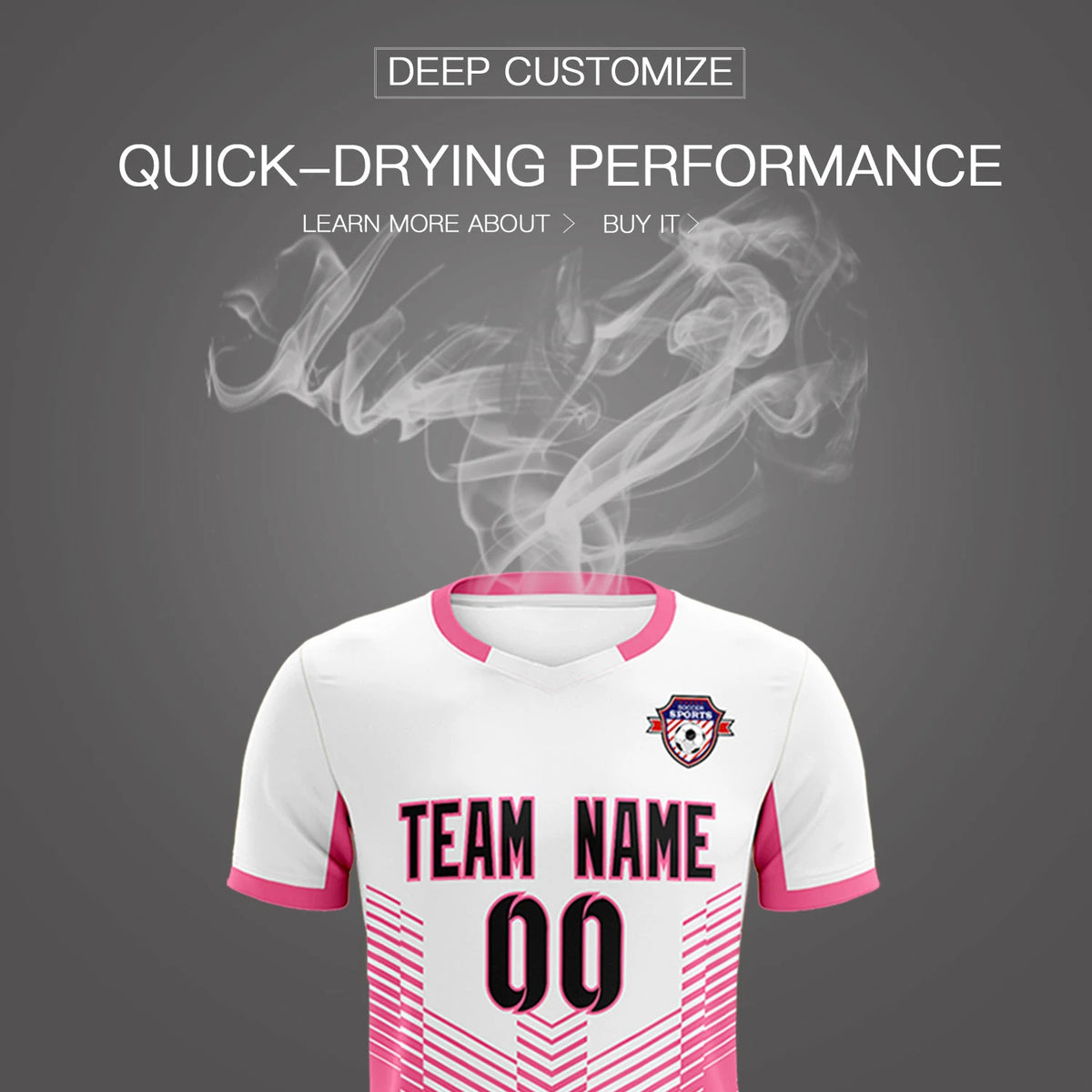 Custom White Pink Sport Soccer Sets Jersey