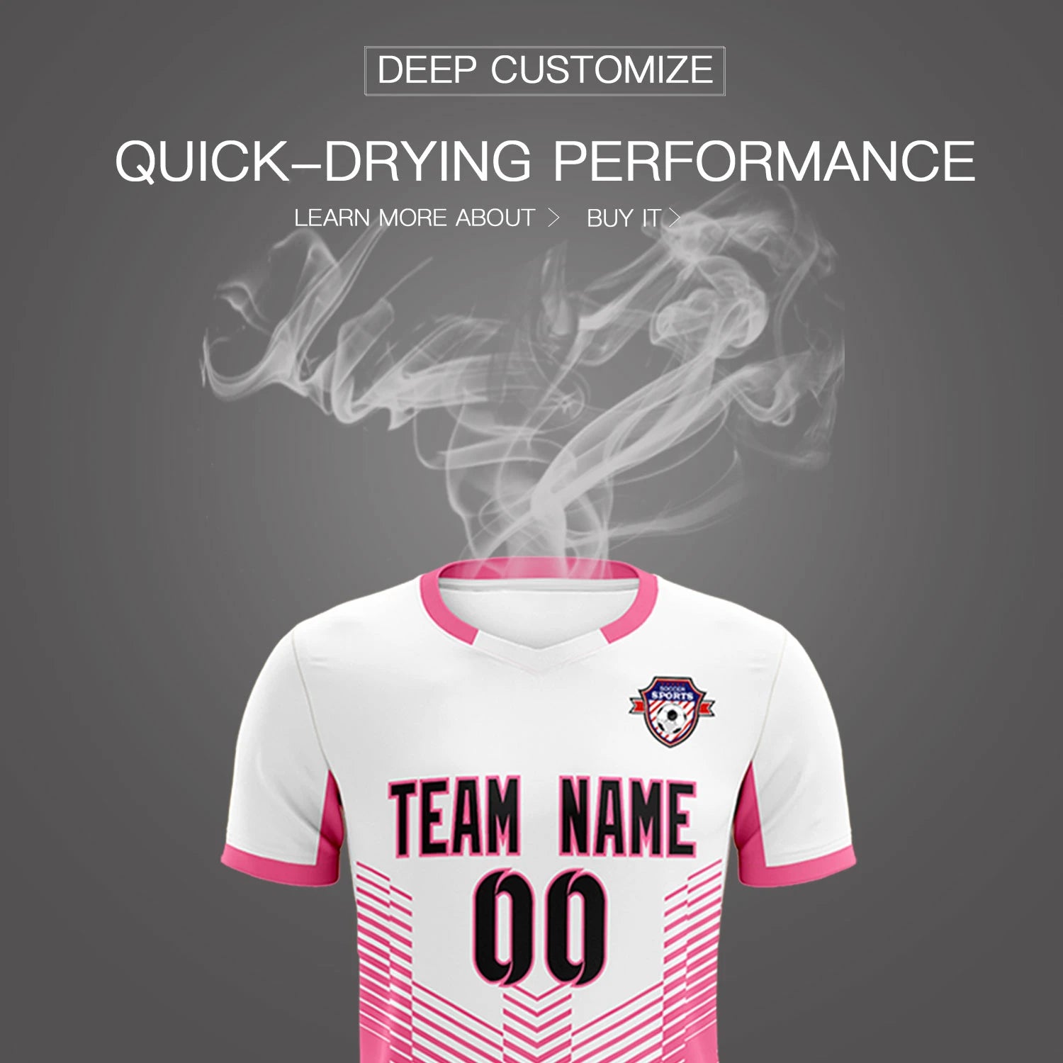 Custom White Pink Sport Soccer Sets Jersey