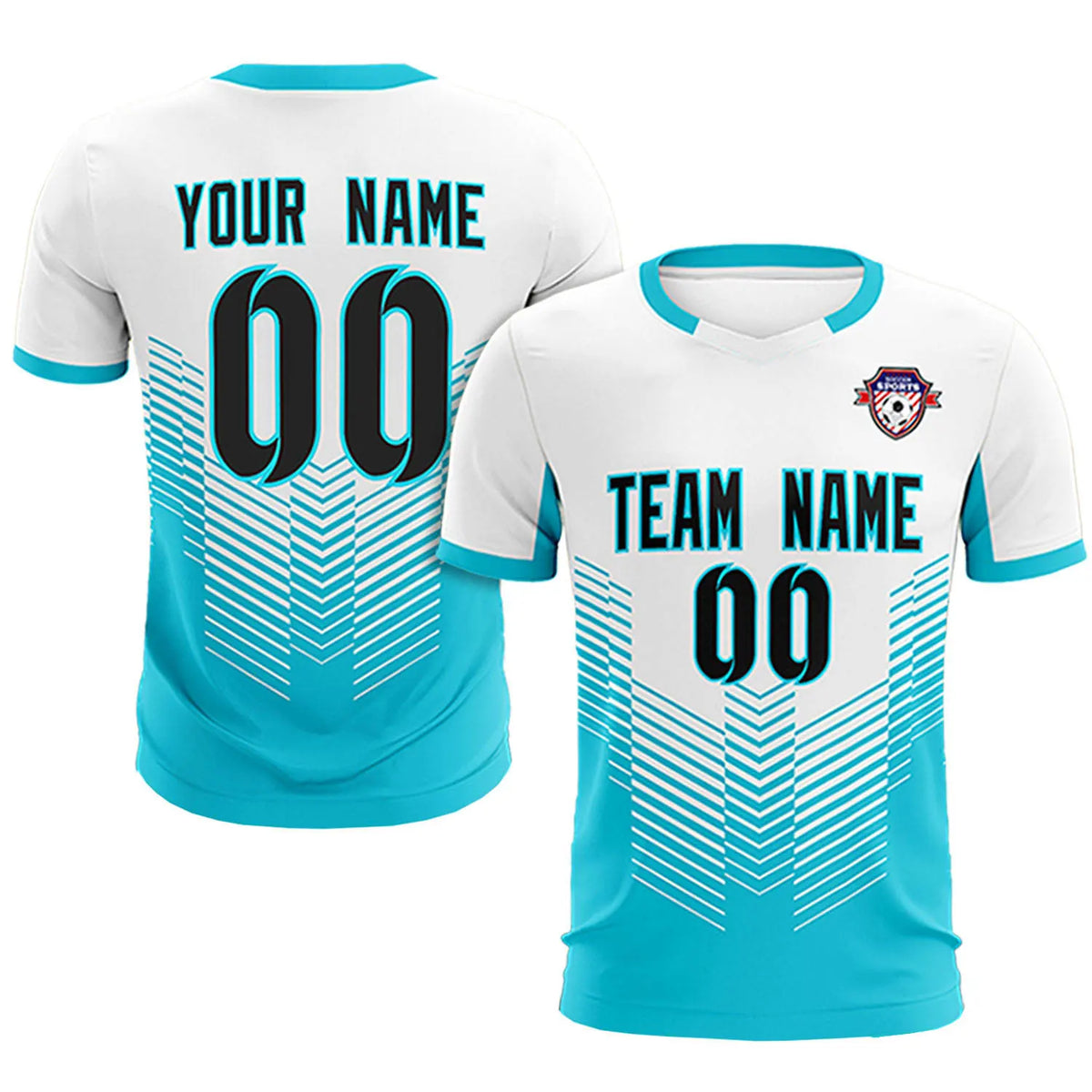 Custom White Aqua Sport Soccer Sets Jersey